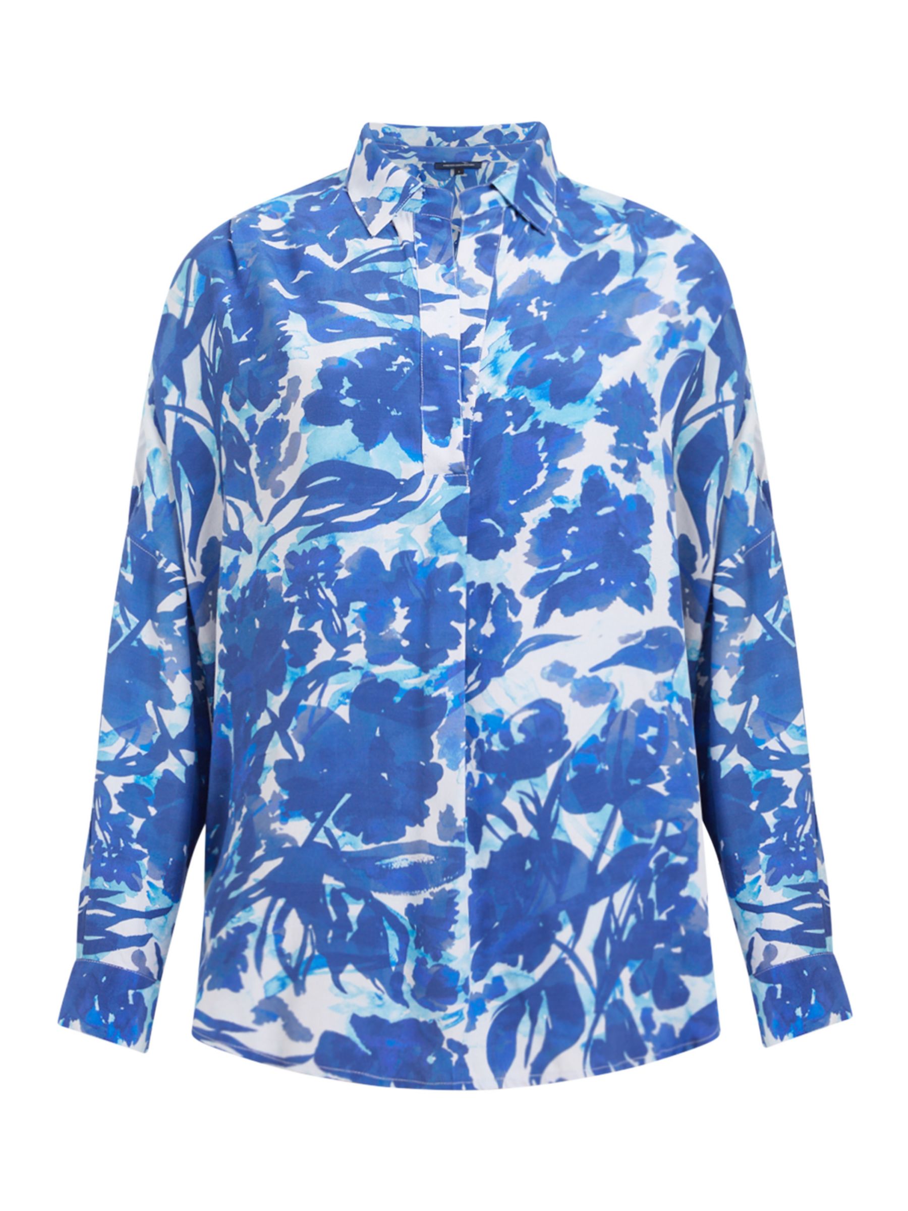 French Connection Bailee Delphine Popover Shirt, Blue Depths at John ...