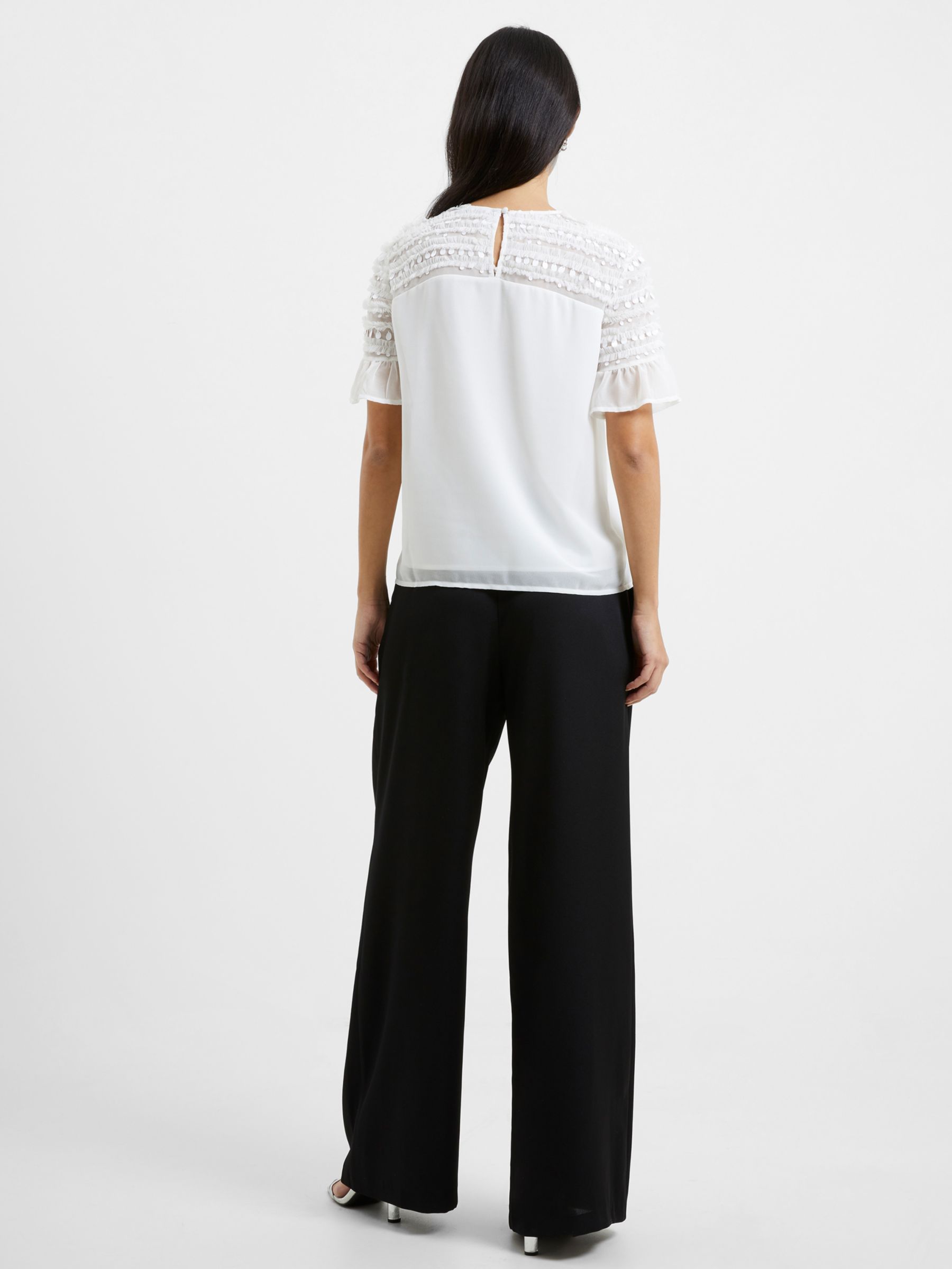 Buy French Connection Carina Mesh Frill Detail Top Online at johnlewis.com