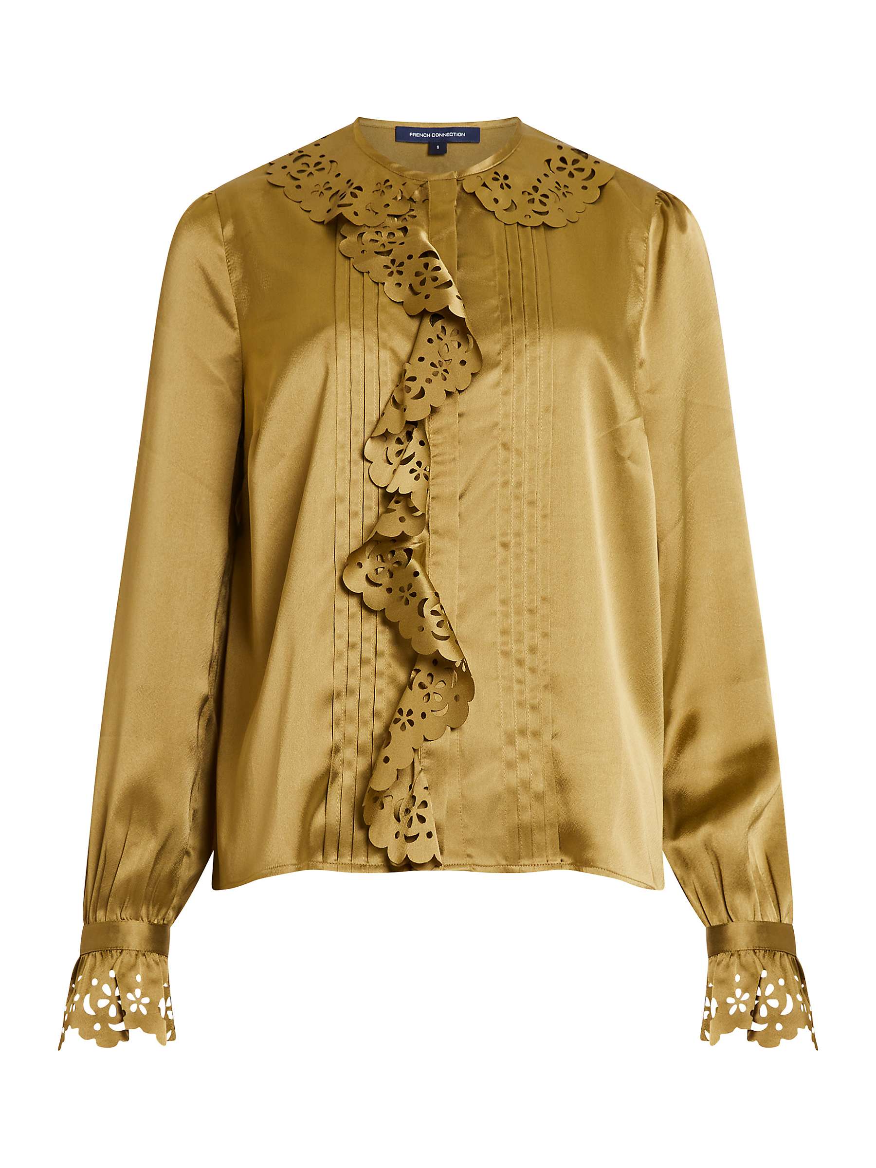Buy French Connection Aleeya Satin Lace Detail Blouse, Nutria Online at johnlewis.com