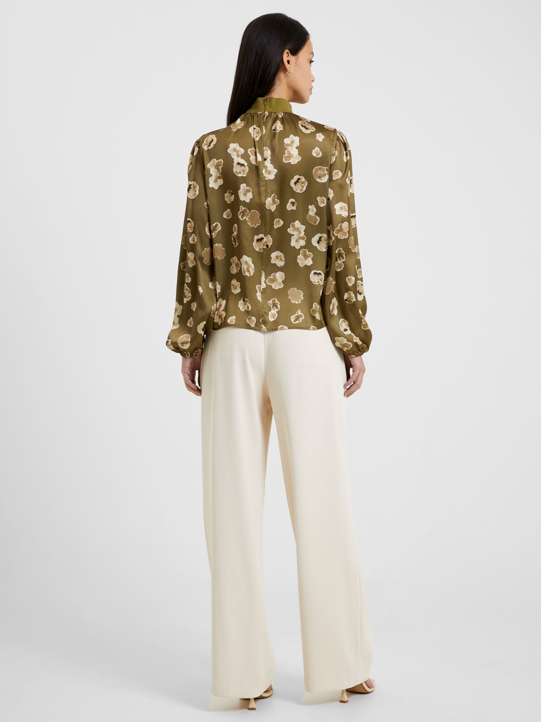 French Connection Bronwen Aleeya High Neck Floral Top, Nutria at John ...