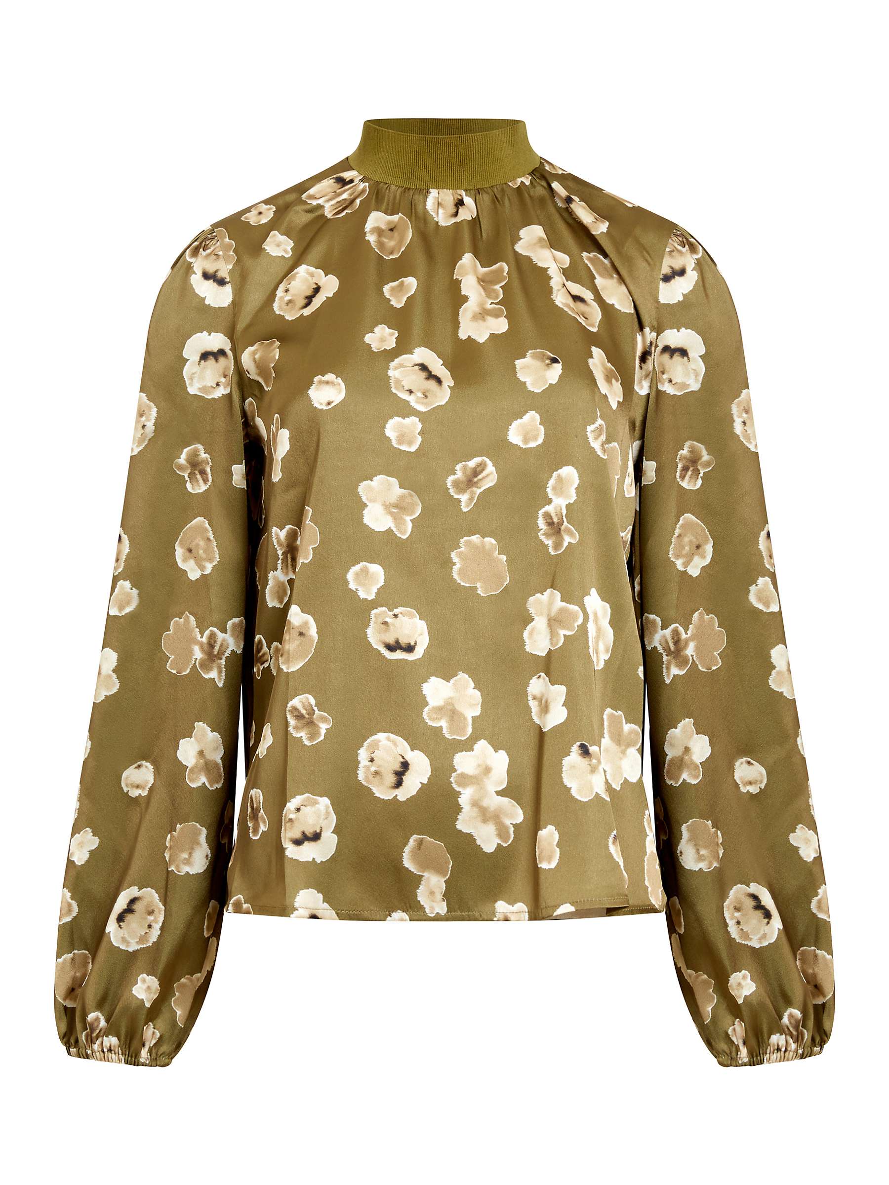 Buy French Connection Bronwen Aleeya High Neck Floral Top, Nutria Online at johnlewis.com