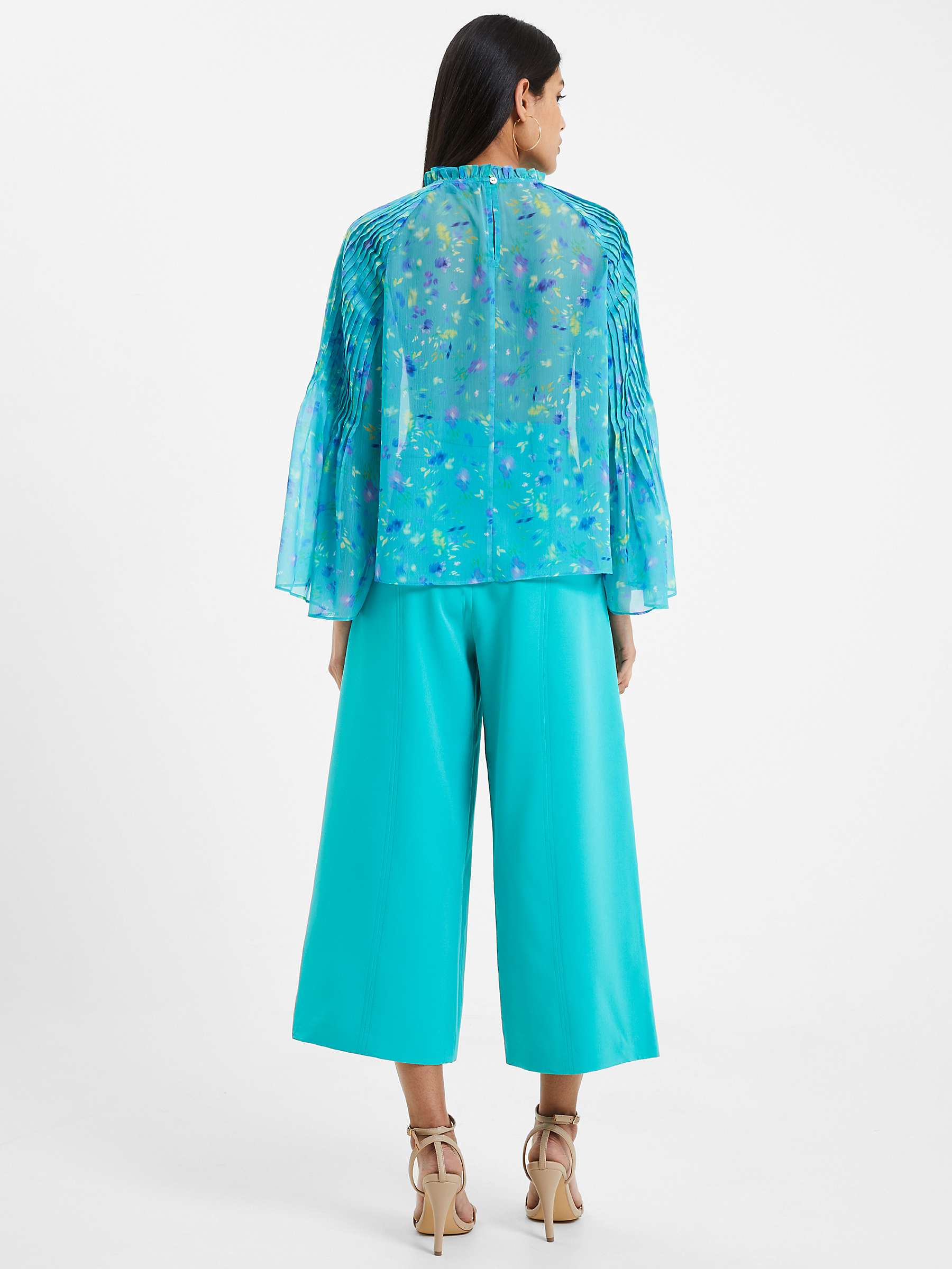 Buy French Connection Aden Hallie Pleat Crinkle Top, Jaded Teal/Multi Online at johnlewis.com