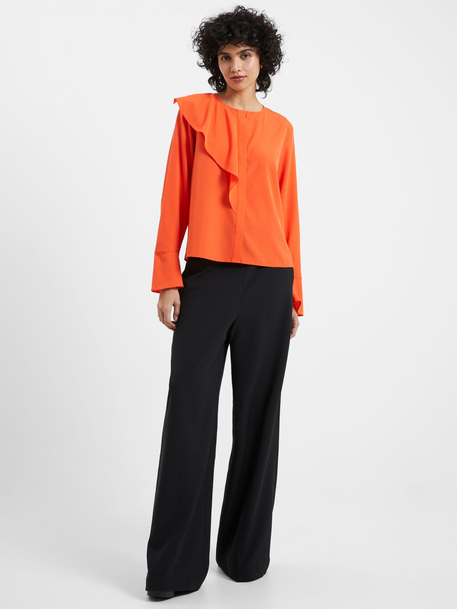 French Connection Crepe Shirt, Warm Red at John Lewis & Partners