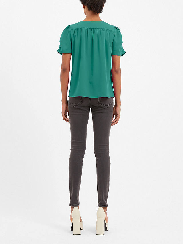 French Connection Light Crepe Top, Jaded Teal