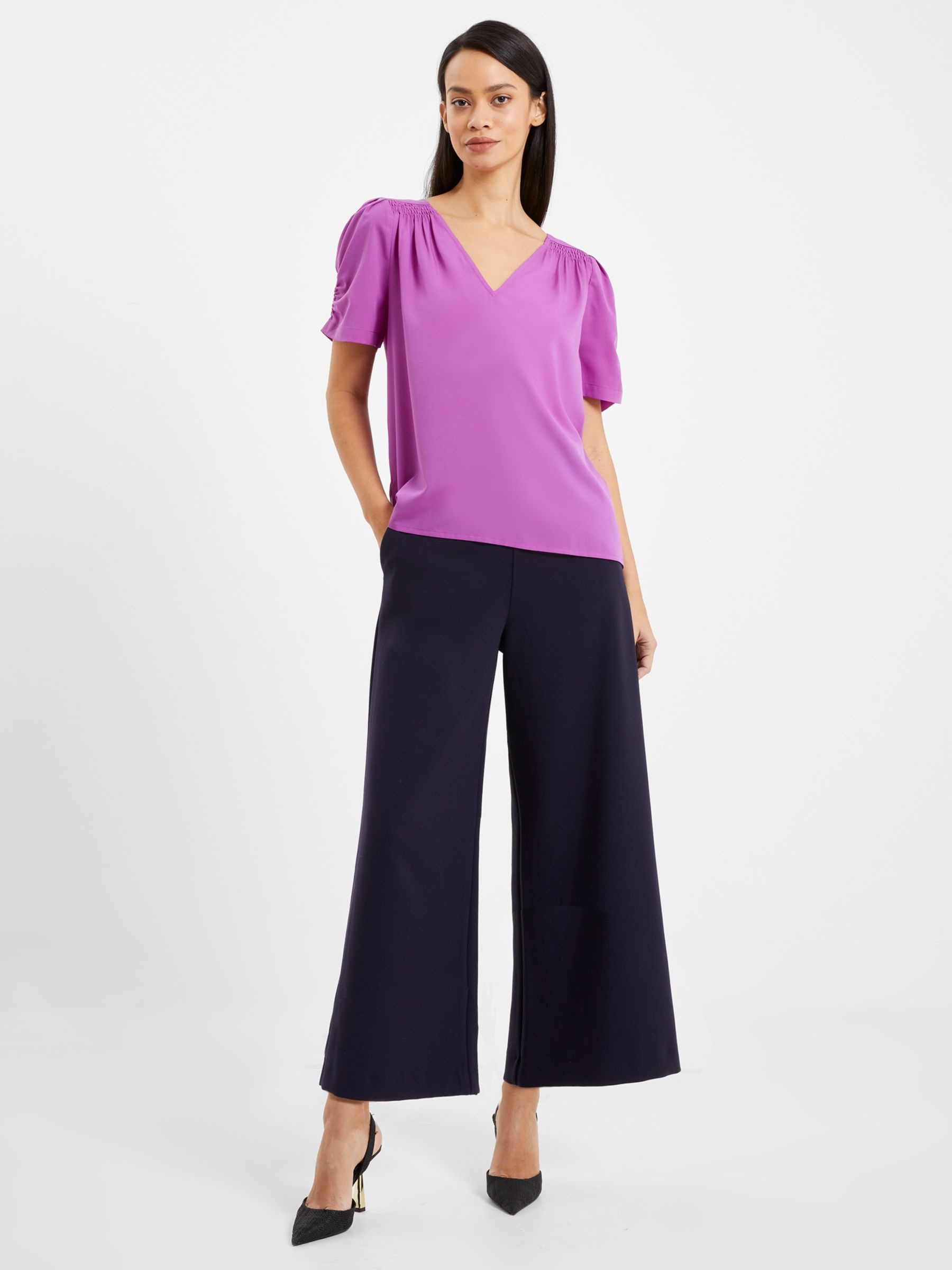 French Connection Light Crepe Top, Dahlia at John Lewis & Partners