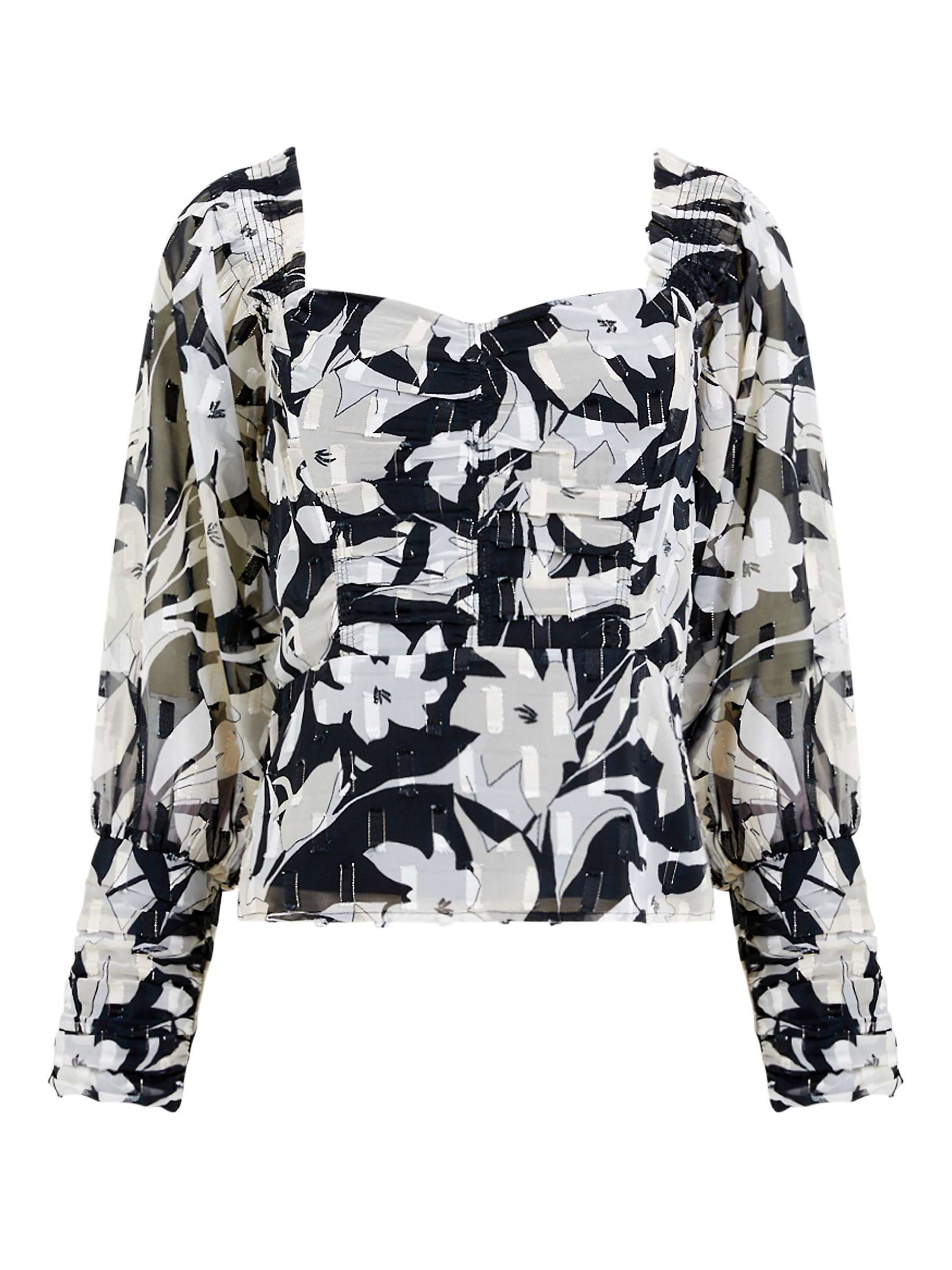 Buy French Connection Ally Abstract Print Top, Blackout Online at johnlewis.com