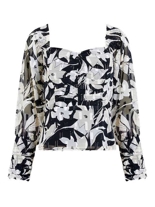 French Connection Ally Abstract Print Top, Blackout