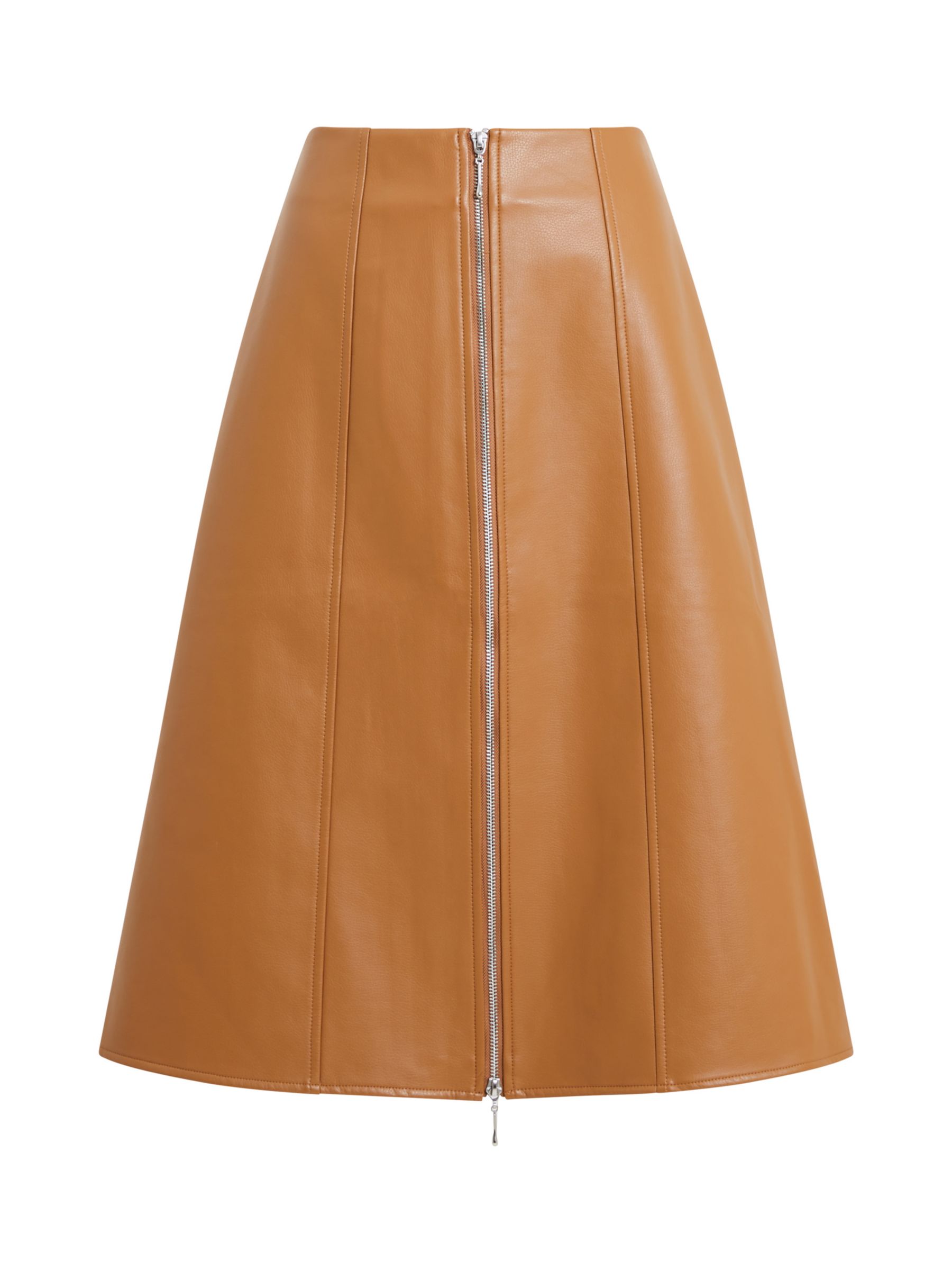 Buy French Connection Claudia PU Knee Length Skirt, Tobacco Brown Online at johnlewis.com