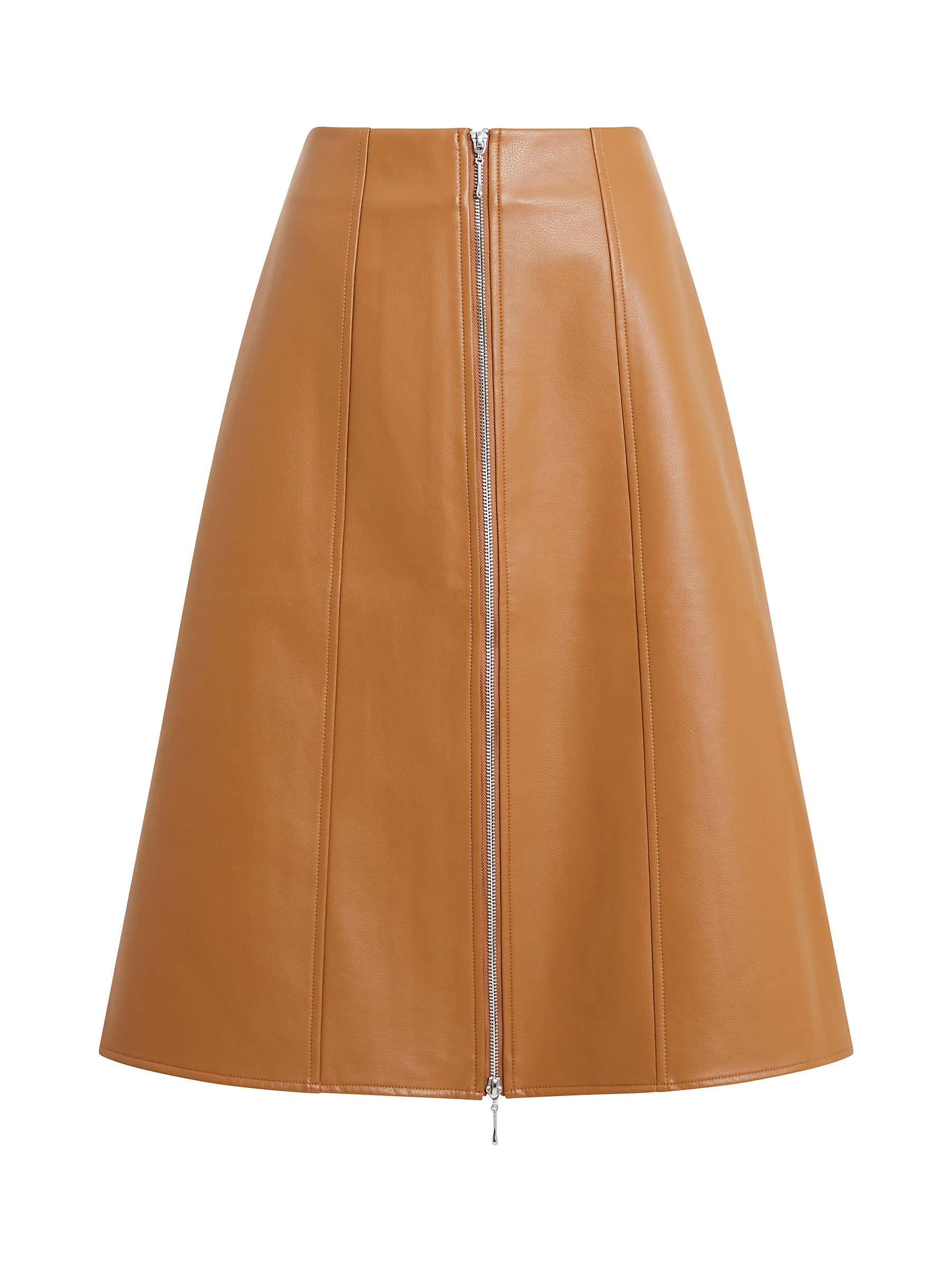 Buy French Connection Claudia PU Knee Length Skirt, Tobacco Brown Online at johnlewis.com