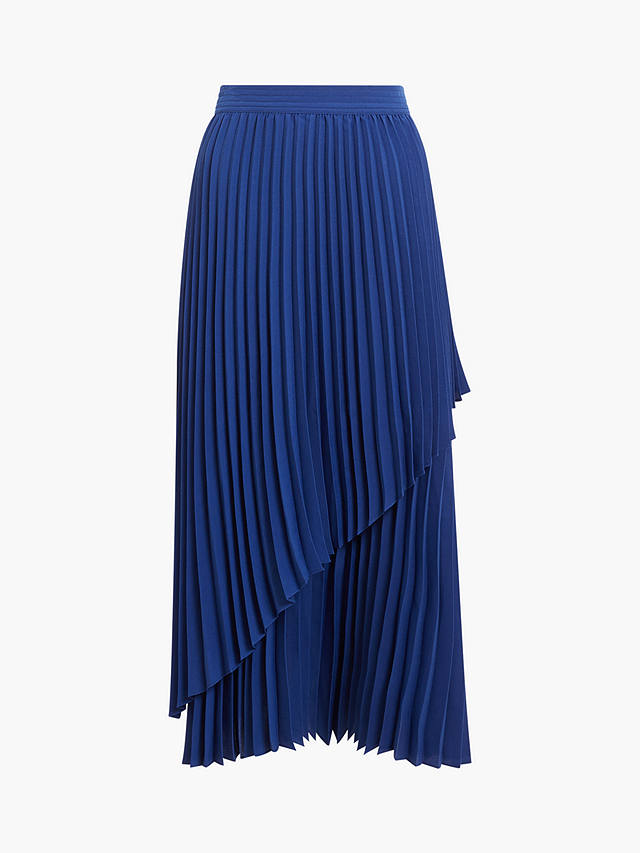 French Connection Arie Pleated Midi Skirt, Blue