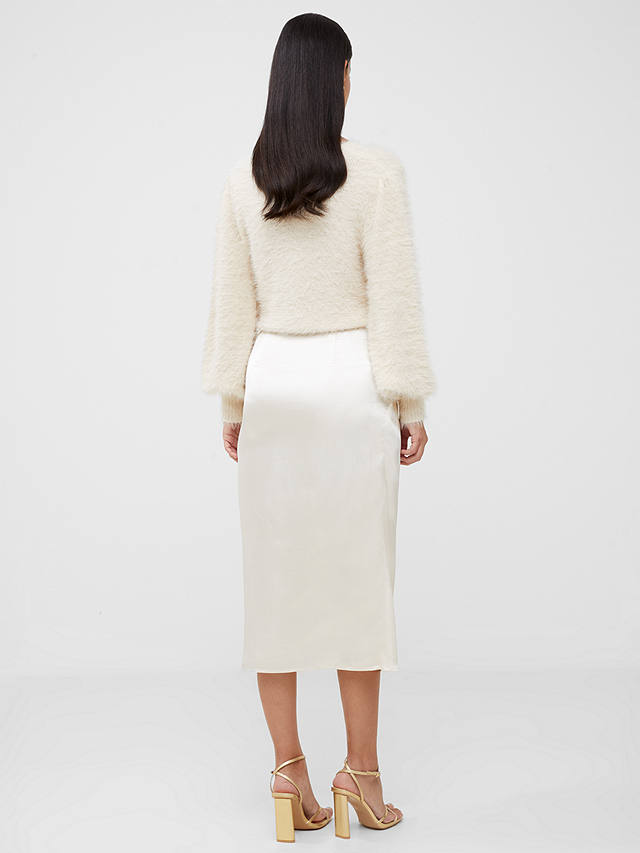 French Connection Inu Satin Midi Skirt, Classic Cream