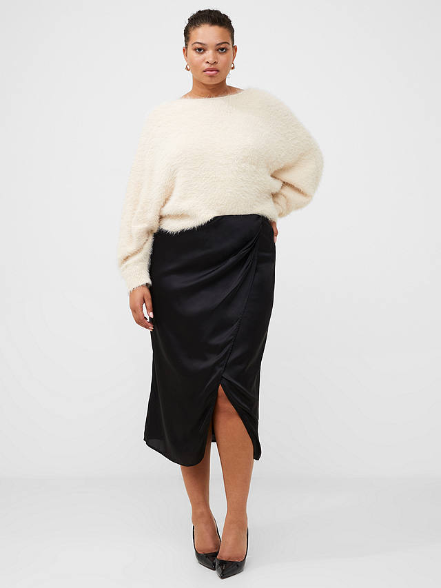 French Connection Inu Satin Midi Skirt, Blackout