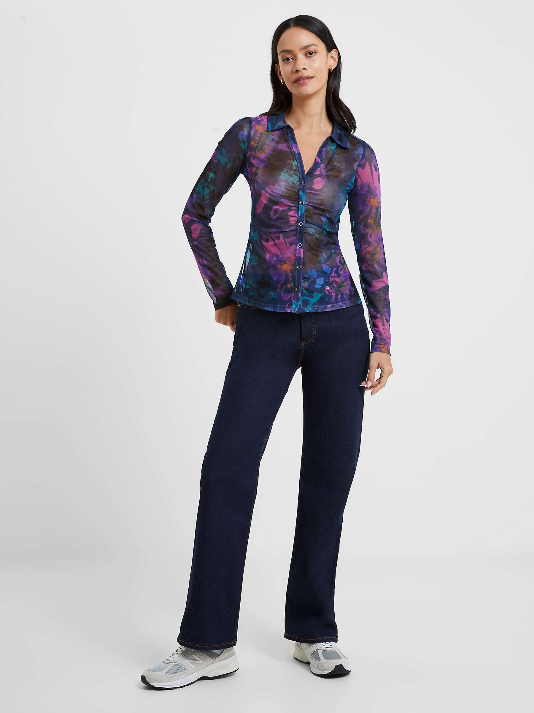 Buy French Connection Toni Mesh Gabrilla Top, Blue Depths Online at johnlewis.com