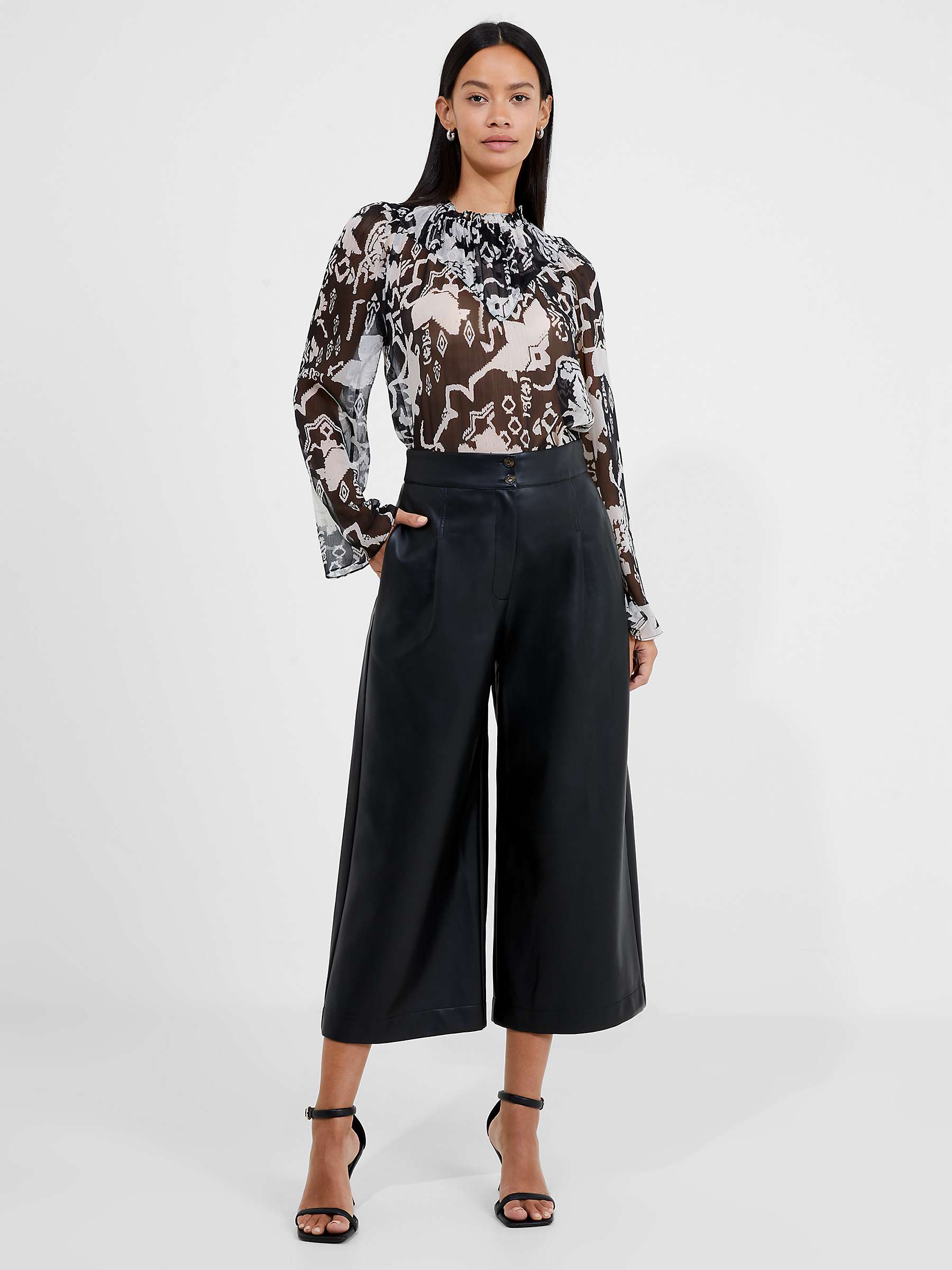 Buy French Connection Crolenda Faux Leather Cropped Trousers, Blackout Online at johnlewis.com