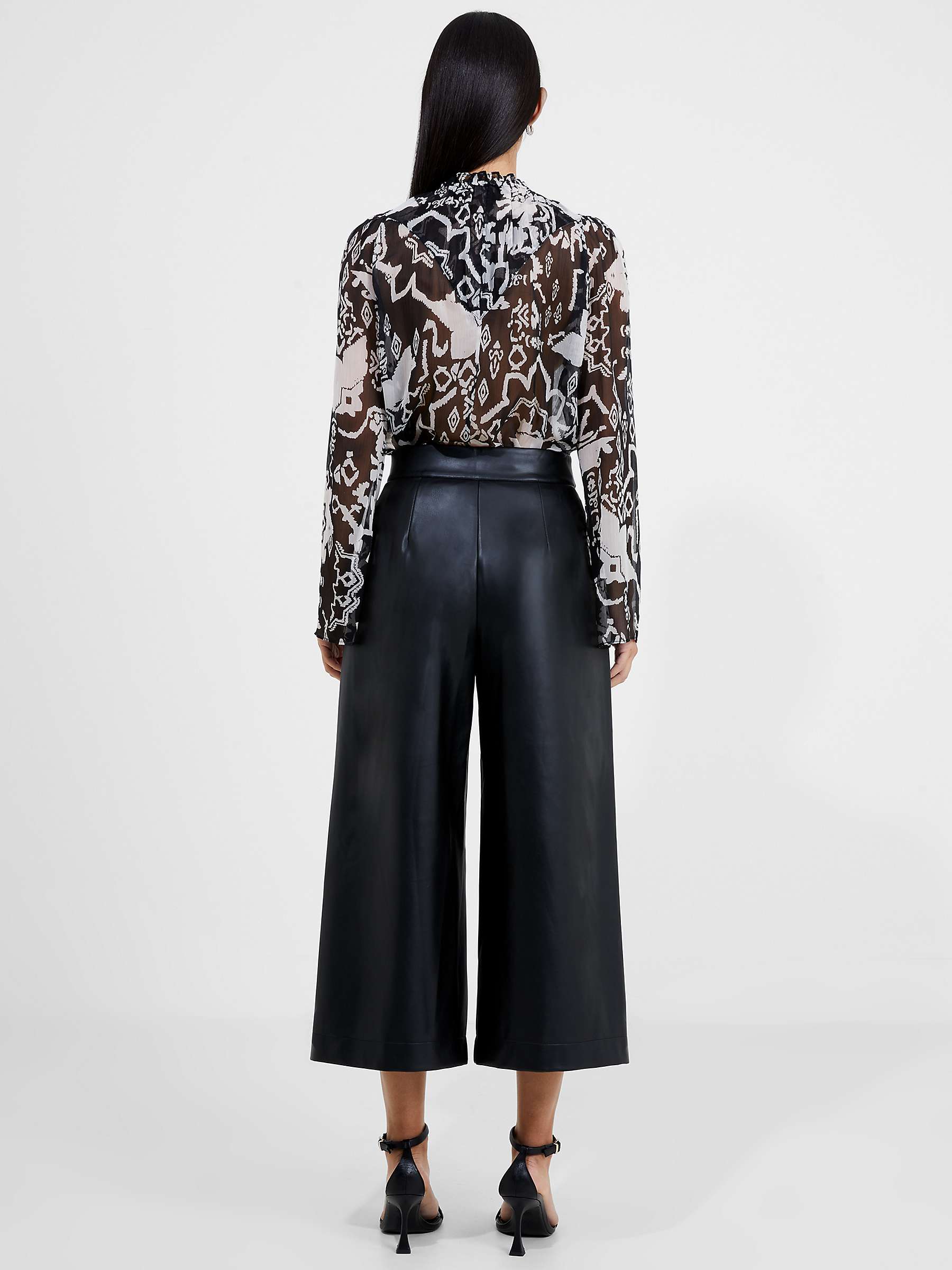 Buy French Connection Crolenda Faux Leather Cropped Trousers, Blackout Online at johnlewis.com