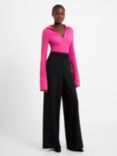 French Connection Echo Wide Leg Crepe Trousers, Blackout