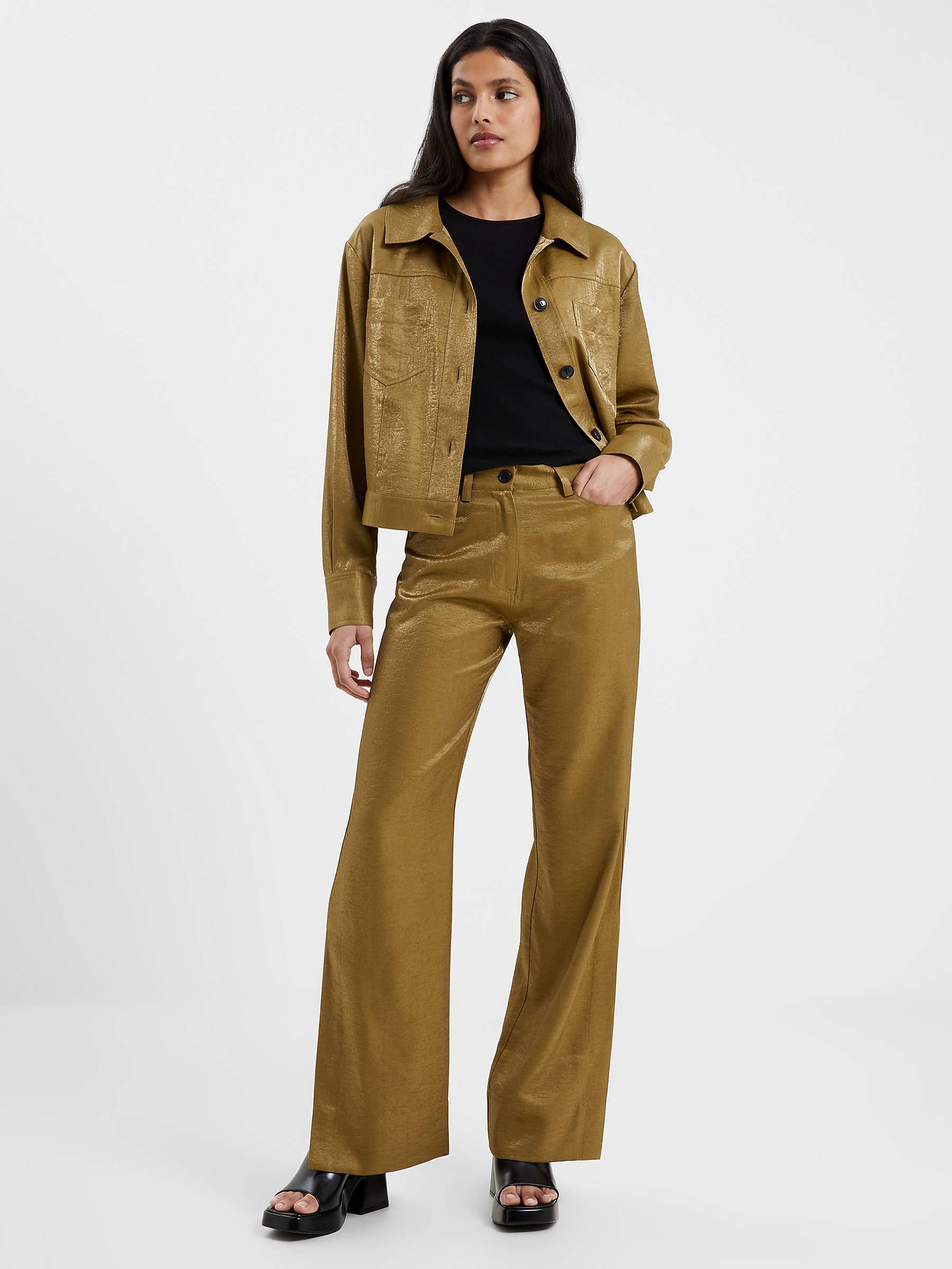 Buy French Connection Cammie Shimmer Trousers, Khaki Online at johnlewis.com
