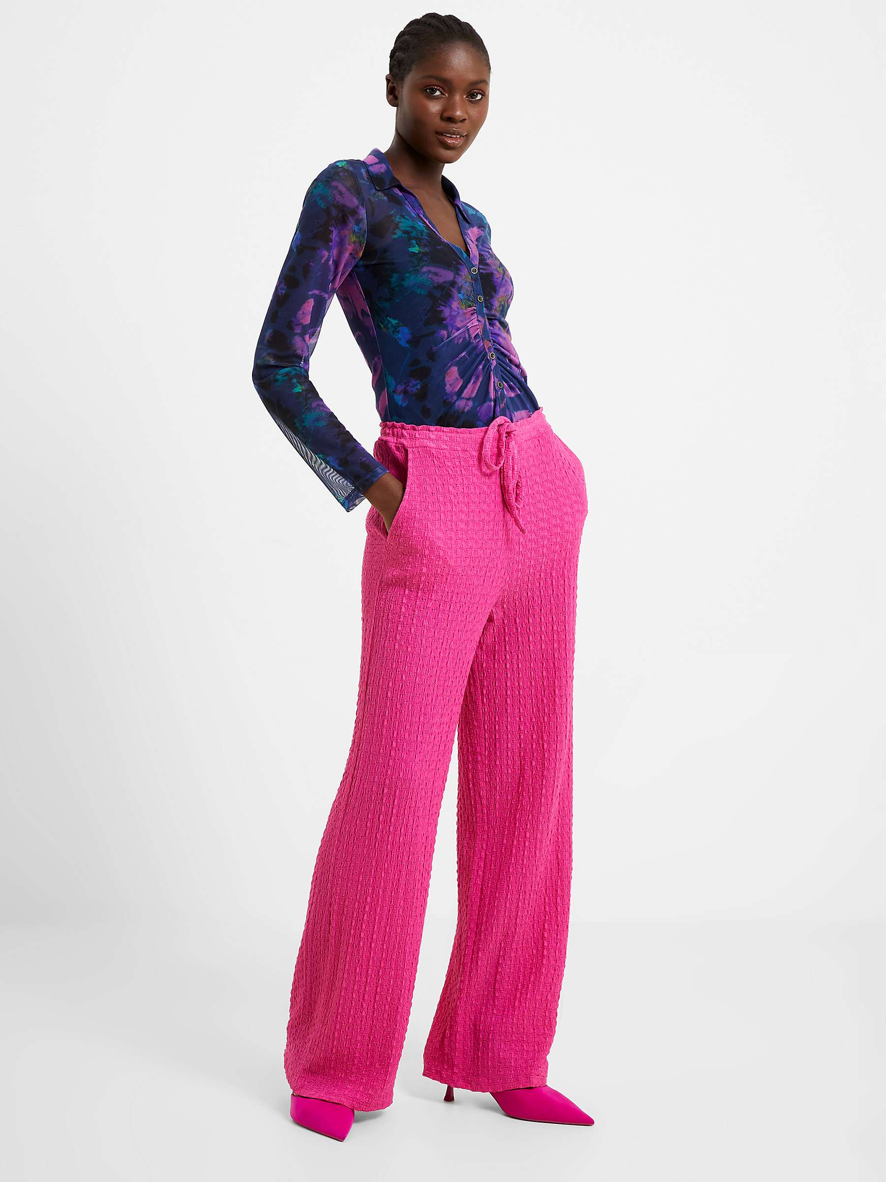 Buy French Connection Tash Textured Trousers, Pink Online at johnlewis.com