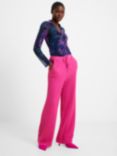 French Connection Tash Textured Trousers, Pink, Pink