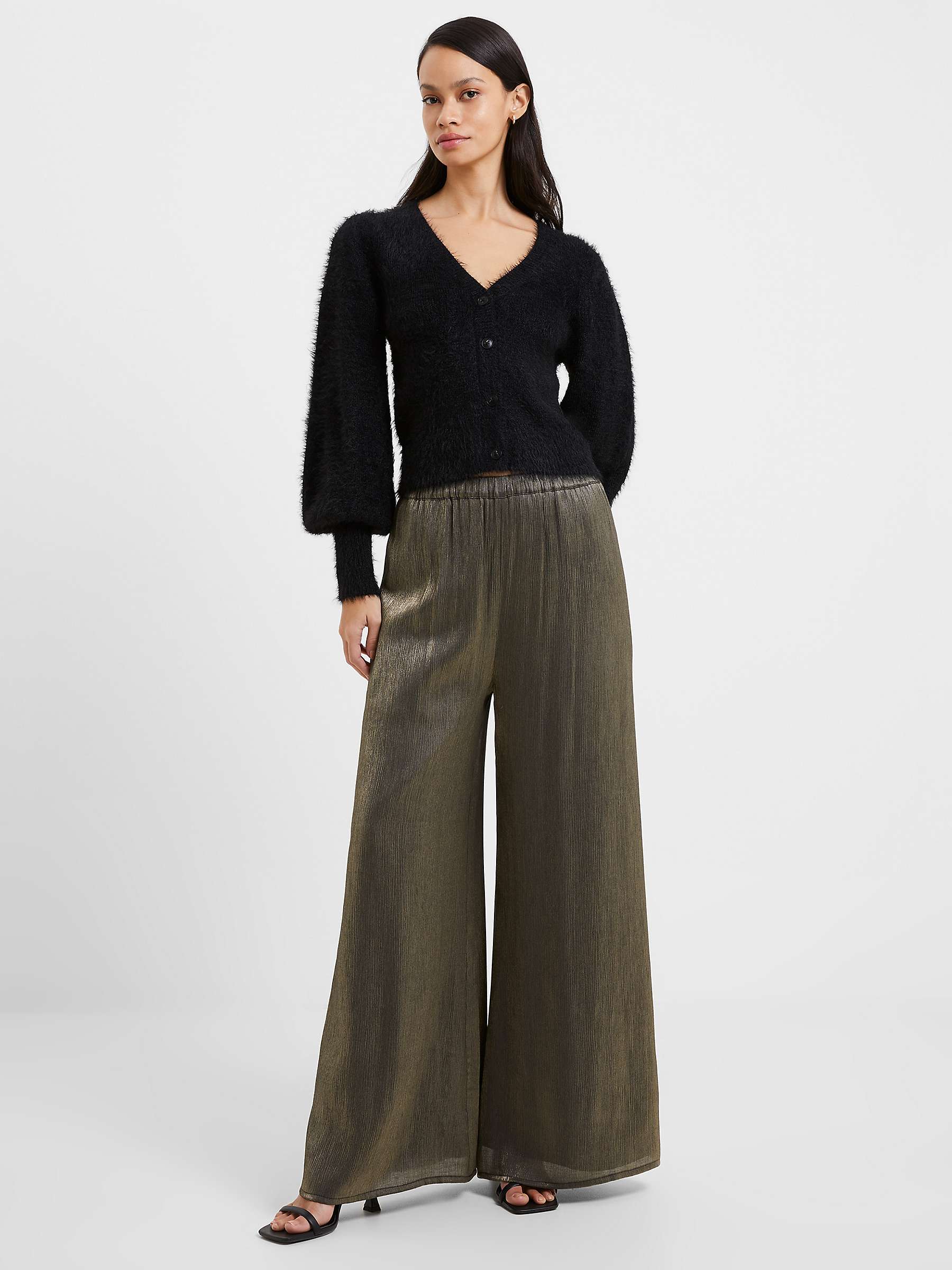 French Connection Dafne Metallic Wide Leg Trousers, Shine at John Lewis ...