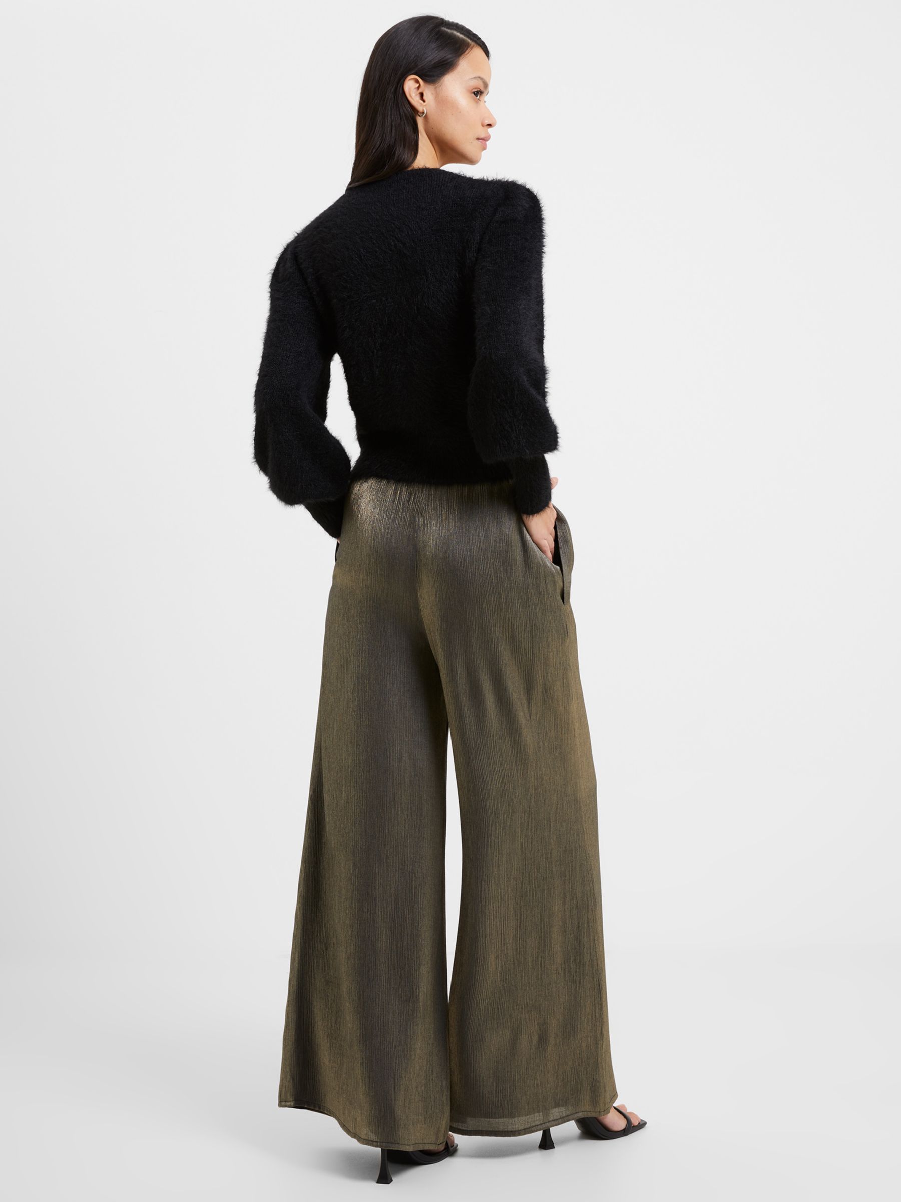 Buy French Connection Dafne Metallic Wide Leg Trousers, Shine Online at johnlewis.com