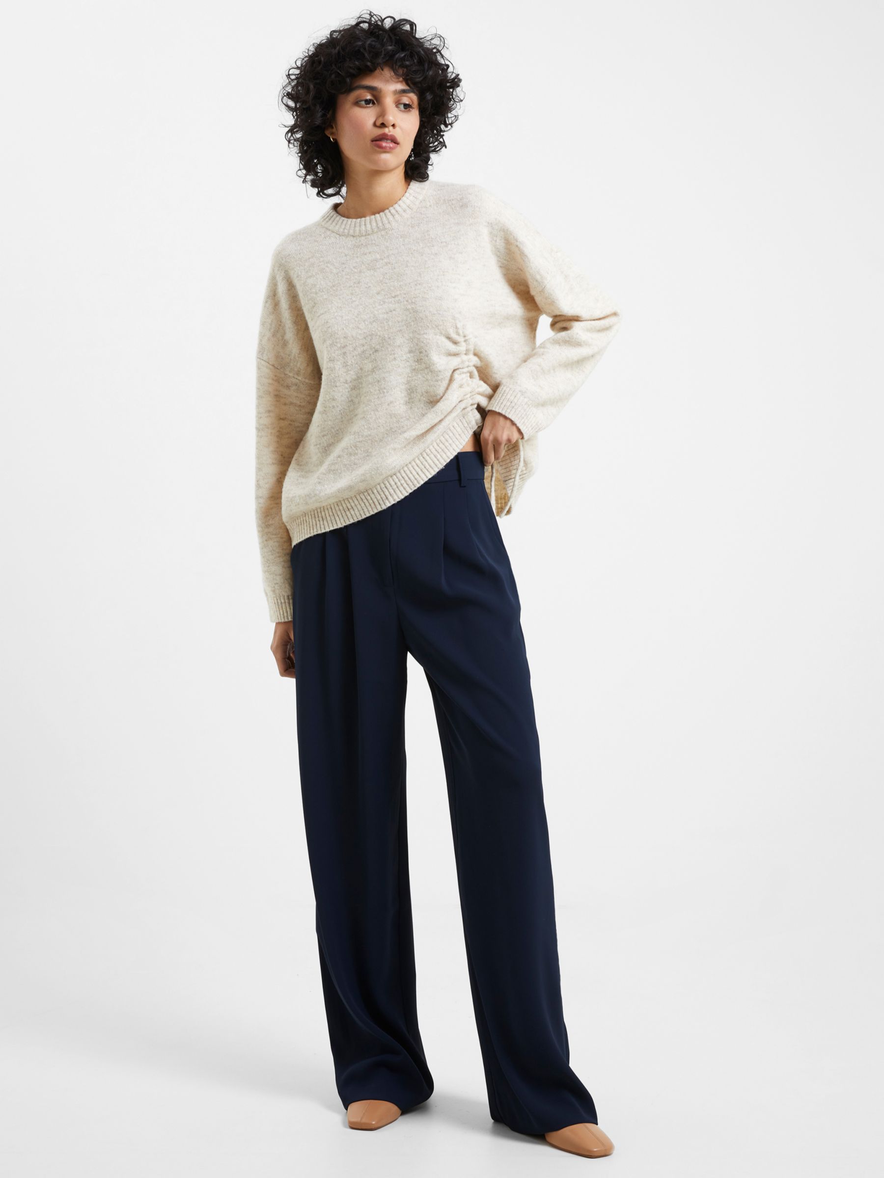 French Connection Harry Wide Leg Trousers, Marine at John Lewis & Partners