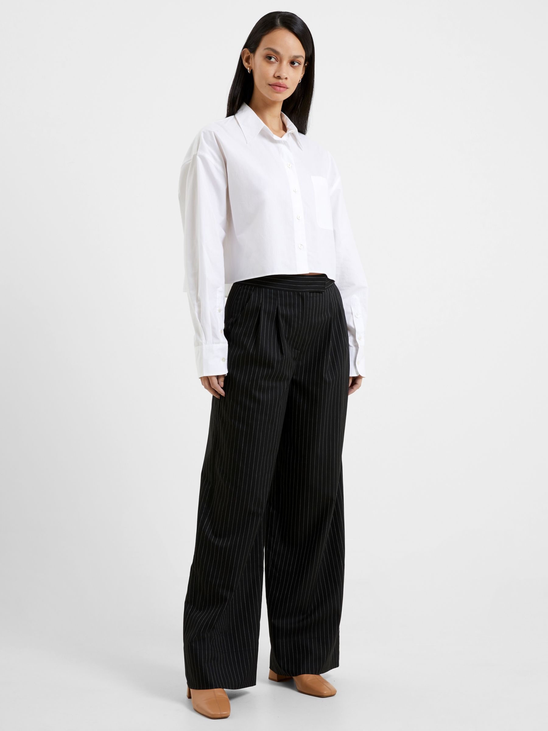 French Connection Finn Pinstripe Trousers, Blackout, 6