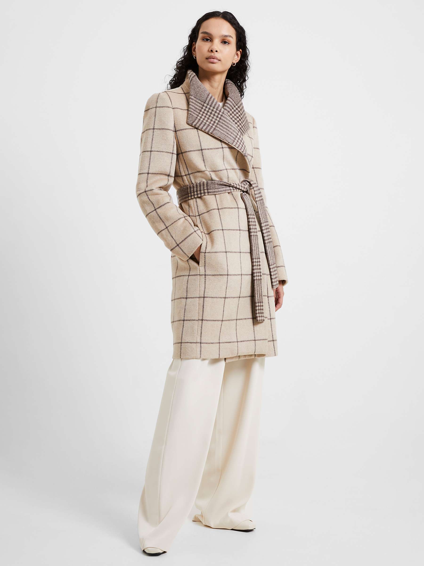 Buy French Connection Fran Wool Blend Belted Overcoat, Taupe Online at johnlewis.com