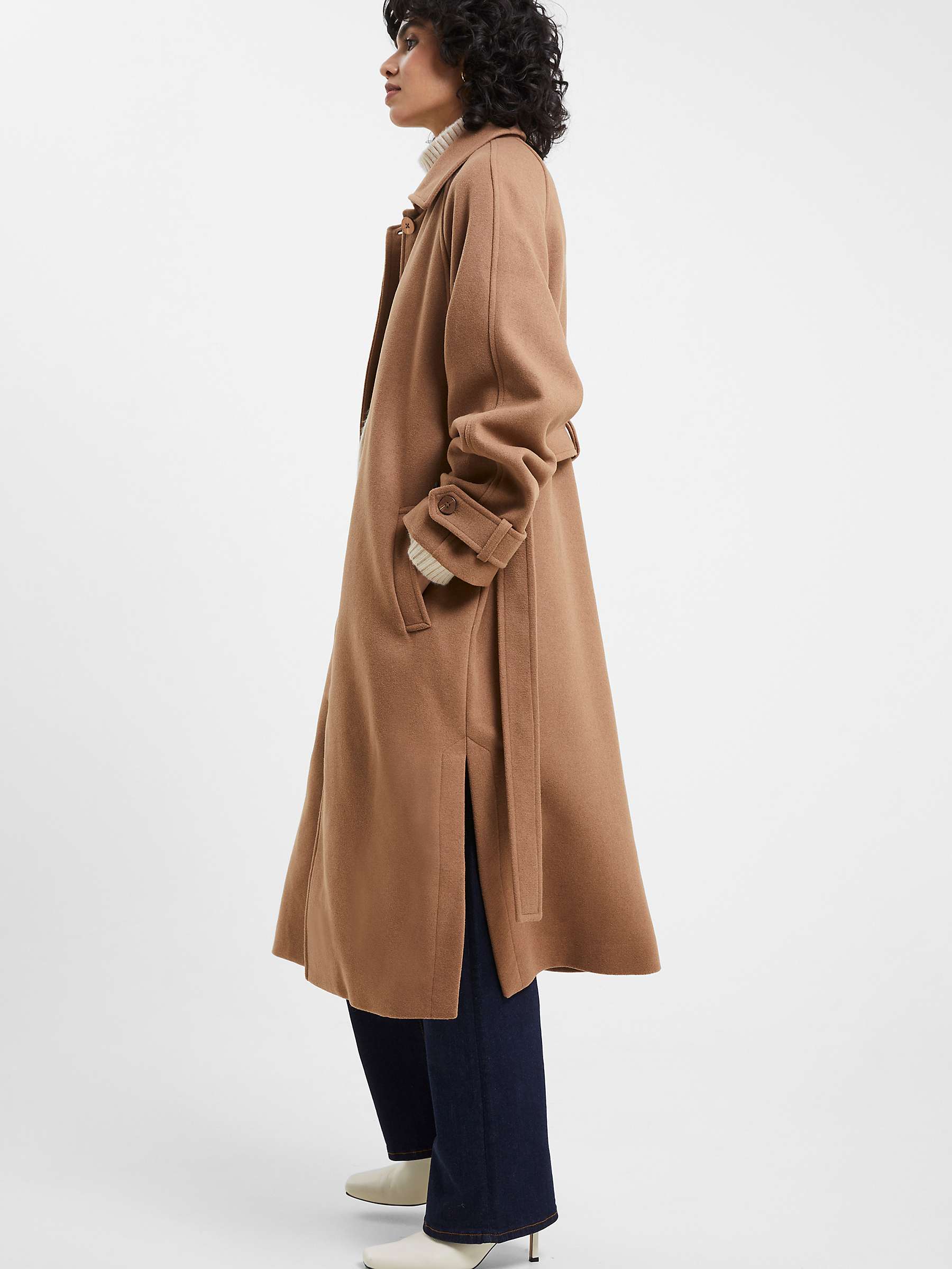 Buy French Connection Fawn Wool Blend Trench Coat, Tobacco Brown Online at johnlewis.com