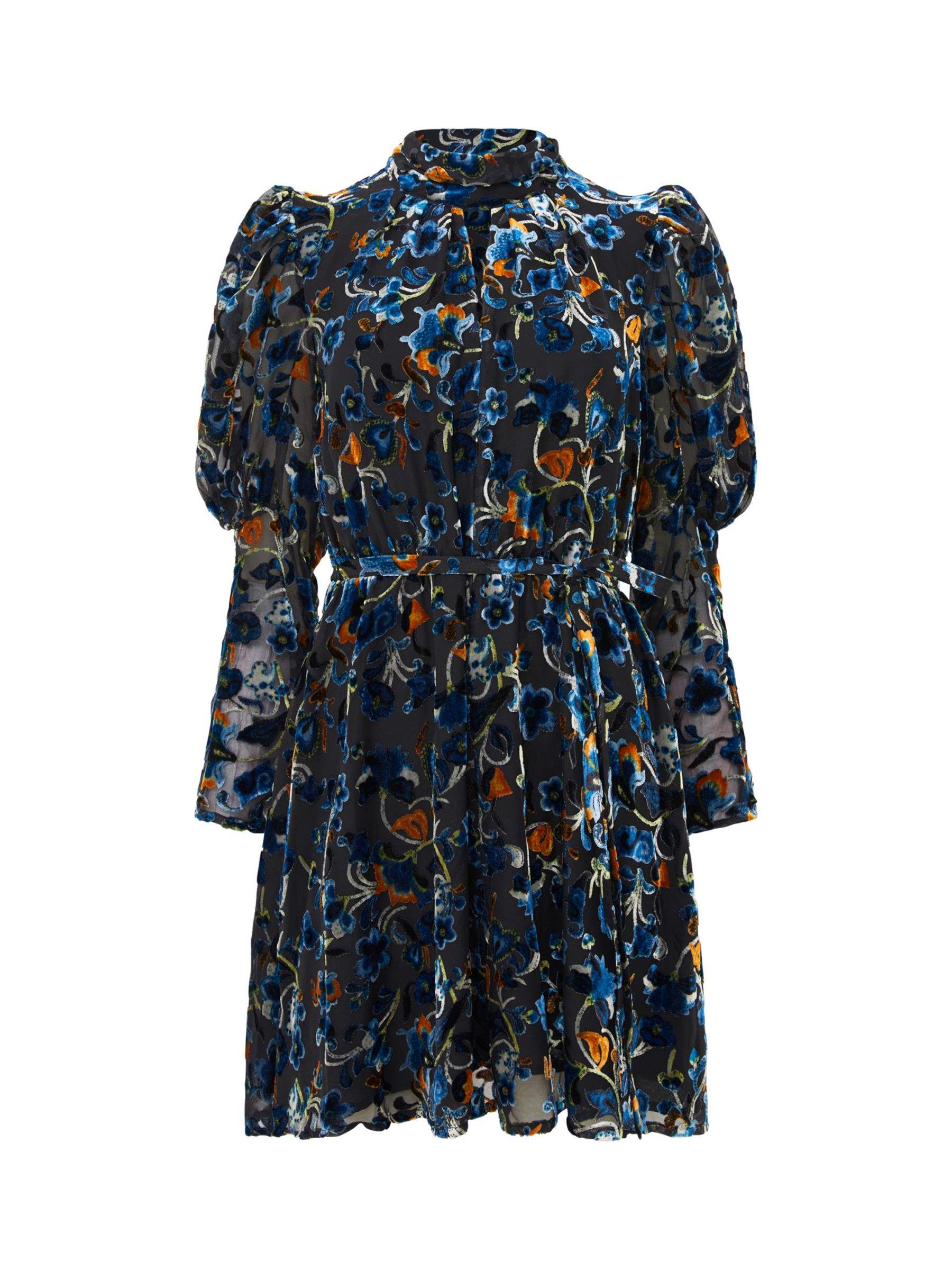 Buy French Connection Avery Burnout Floral Mini Dress, Blackout Online at johnlewis.com