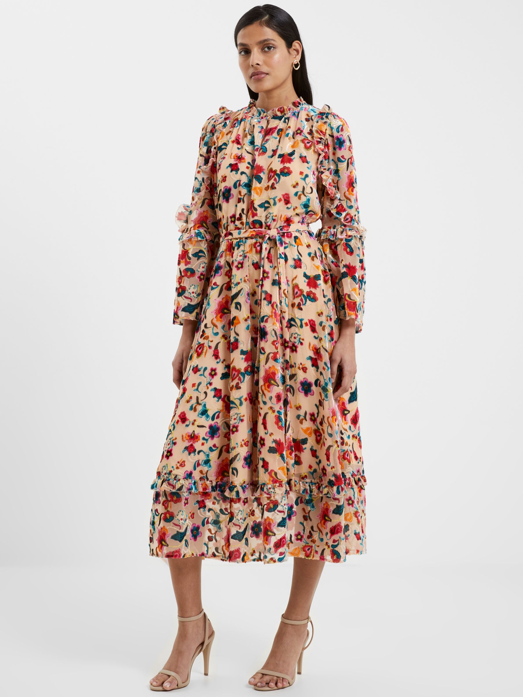 French Connection Avery Burnout Dress, Toasted Almond at John Lewis ...