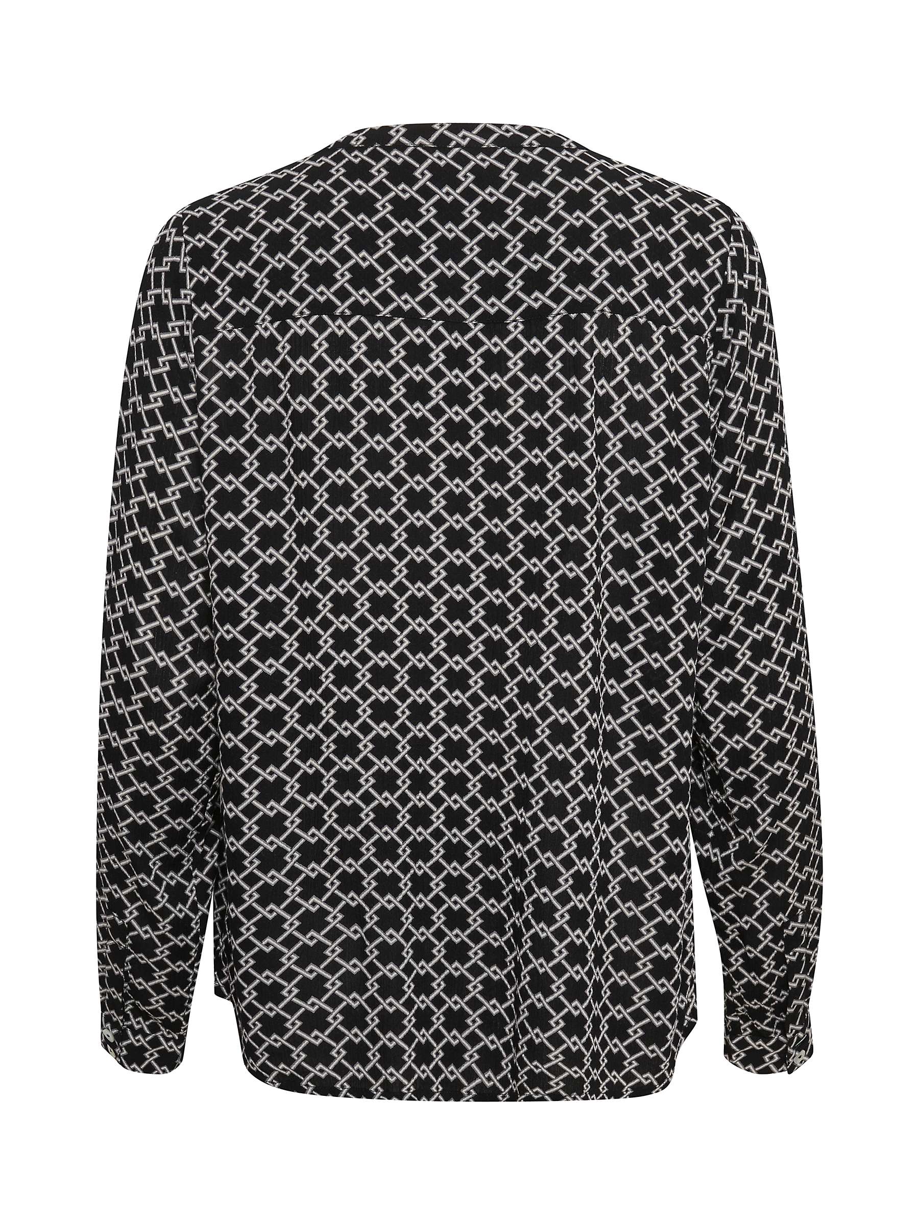 KAFFE Jaden Geometric Long Sleeve Shirt, Black/White, Black/White at ...