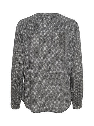 KAFFE Jaden Geometric Long Sleeve Shirt, Black/White, Balsam Green