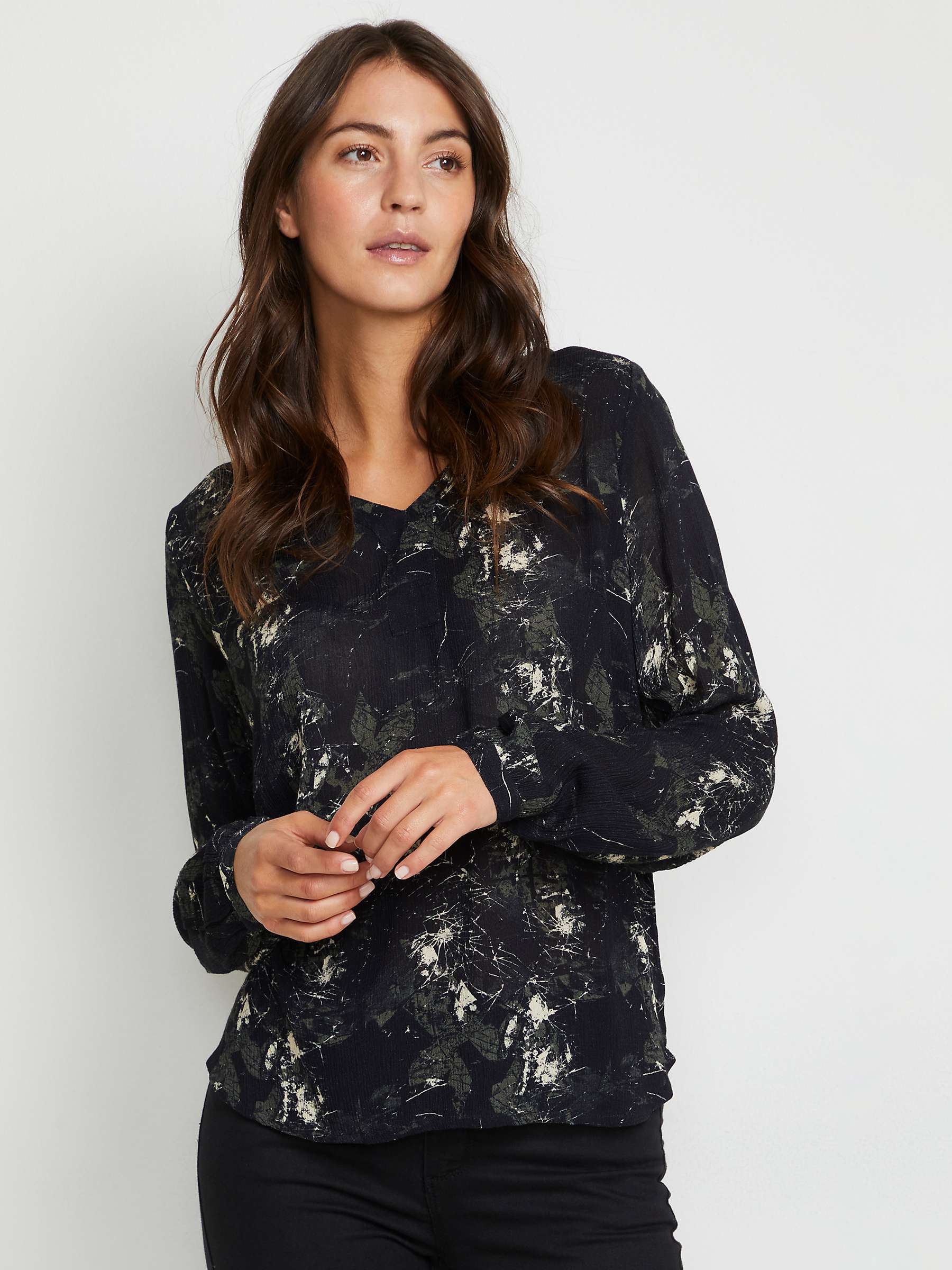 Buy KAFFE Alice Abstract Print Top, Black/Green Online at johnlewis.com