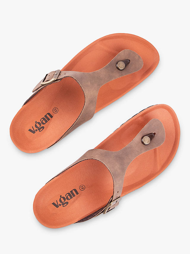 V.GAN Vegan Pea Toe Post Footbed Sandals, Tan