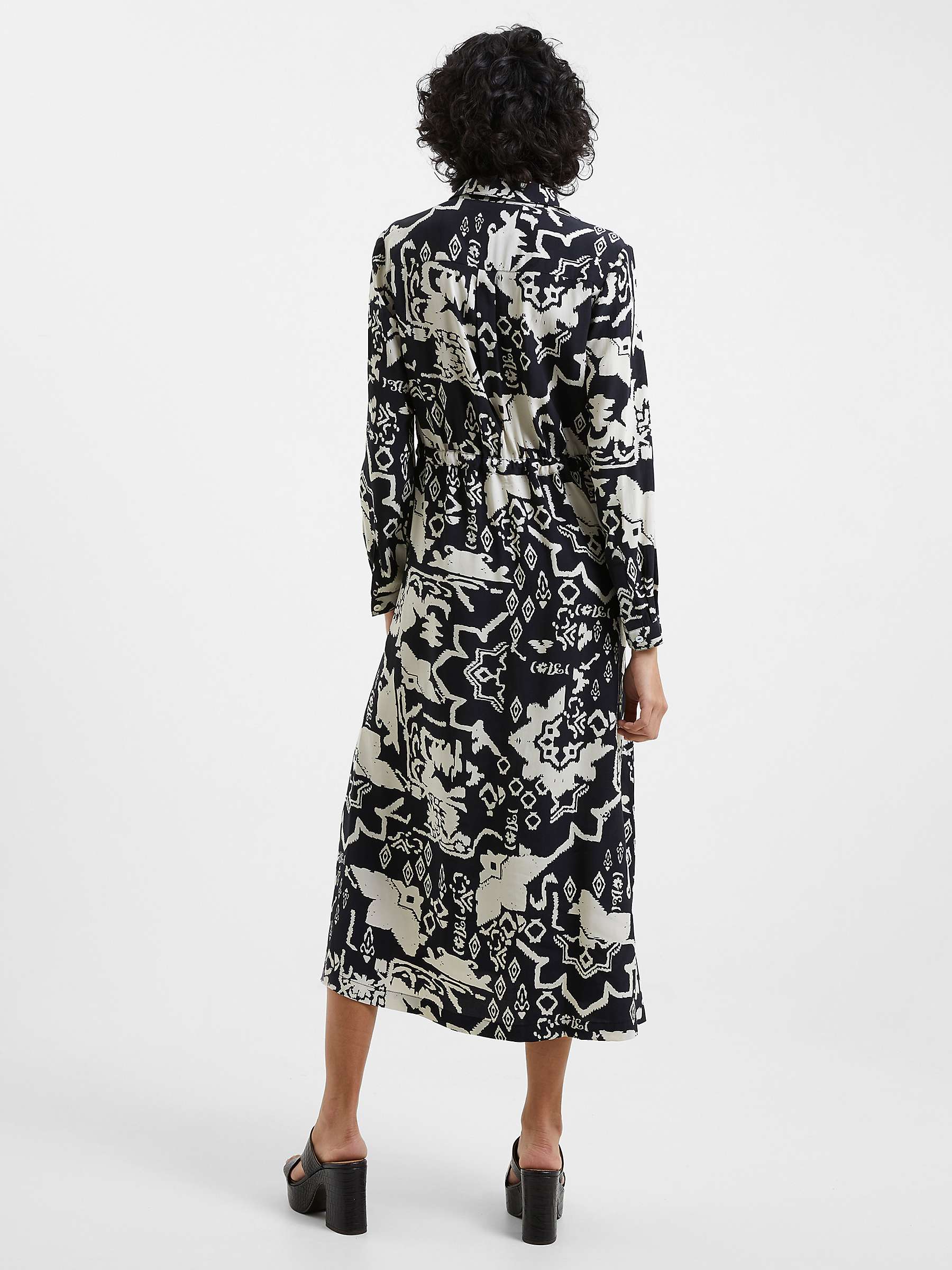 Buy French Connection Deon Delph Drape Dress, Black/Cream Online at johnlewis.com