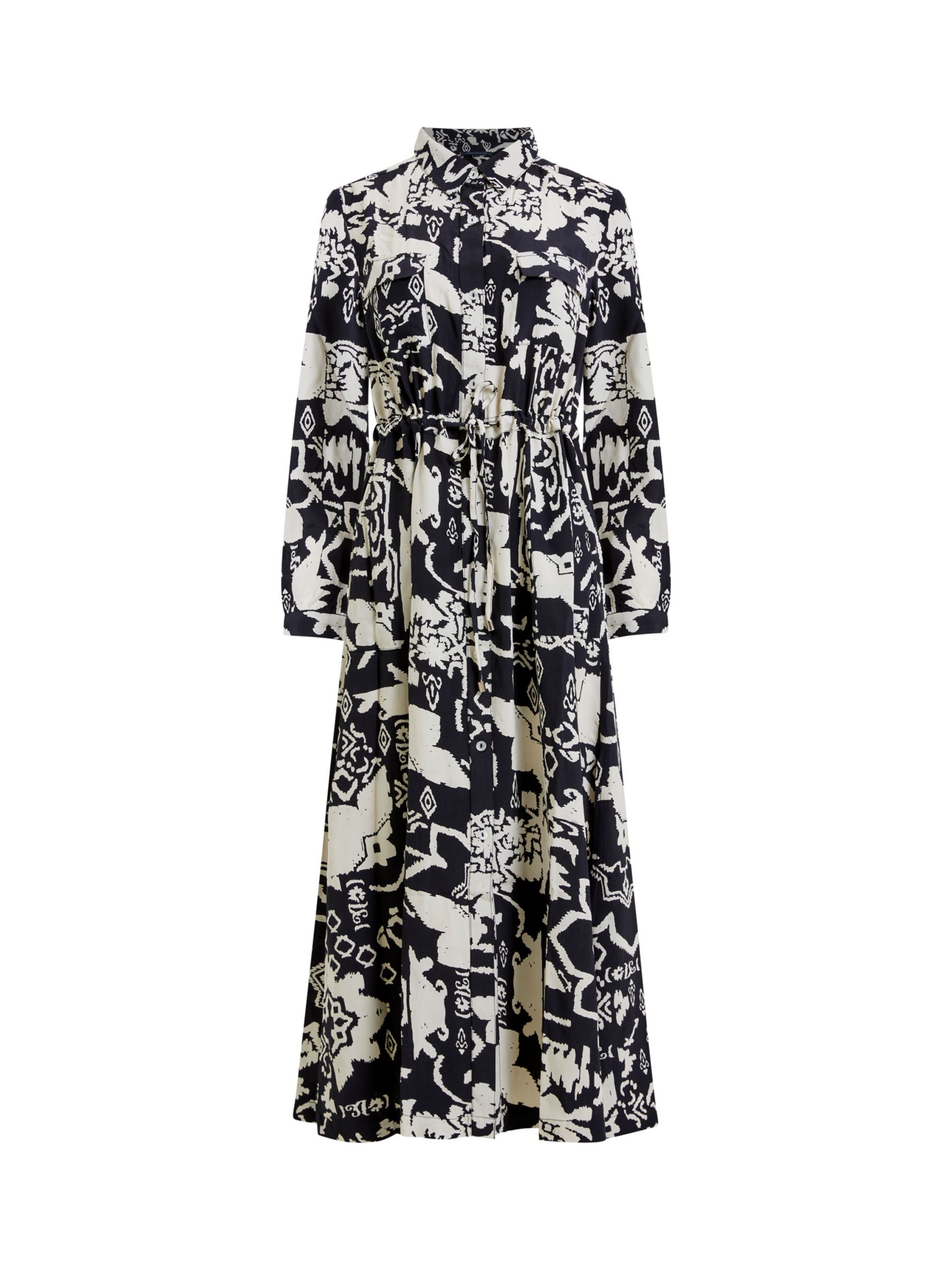 Buy French Connection Deon Delph Drape Dress, Black/Cream Online at johnlewis.com