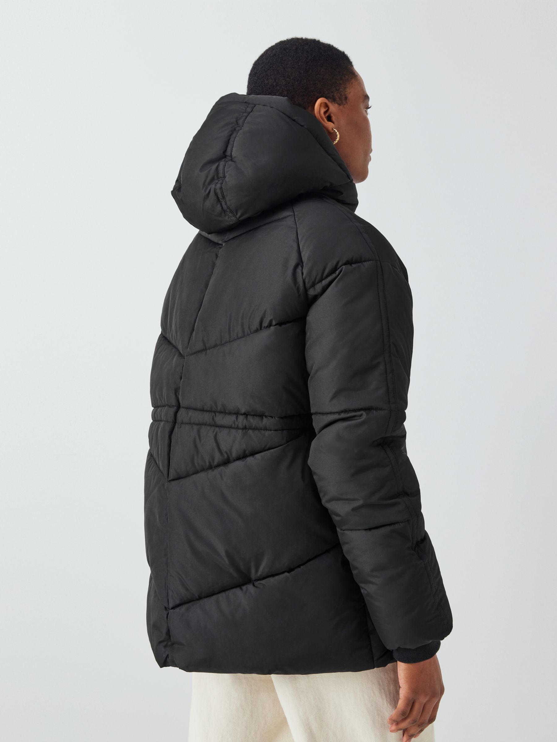 John Lewis Recycled Polyester Hooded Puffer Coat, Black, 12