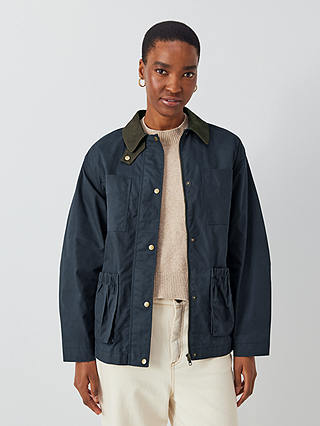 John Lewis Short Waxed Cotton Jacket, Navy