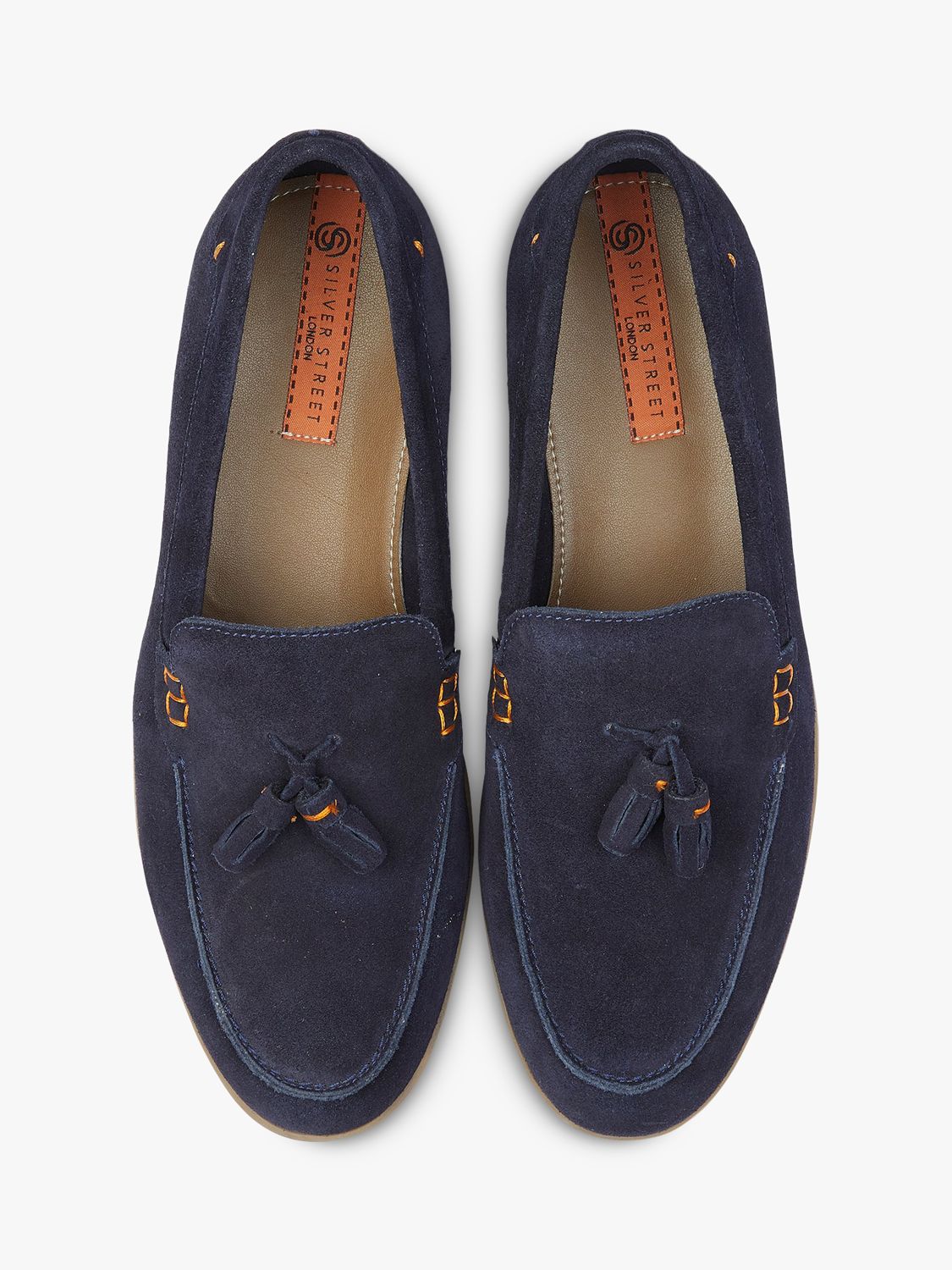 Silver Street London Wembley Suede Loafers, Navy at John Lewis & Partners