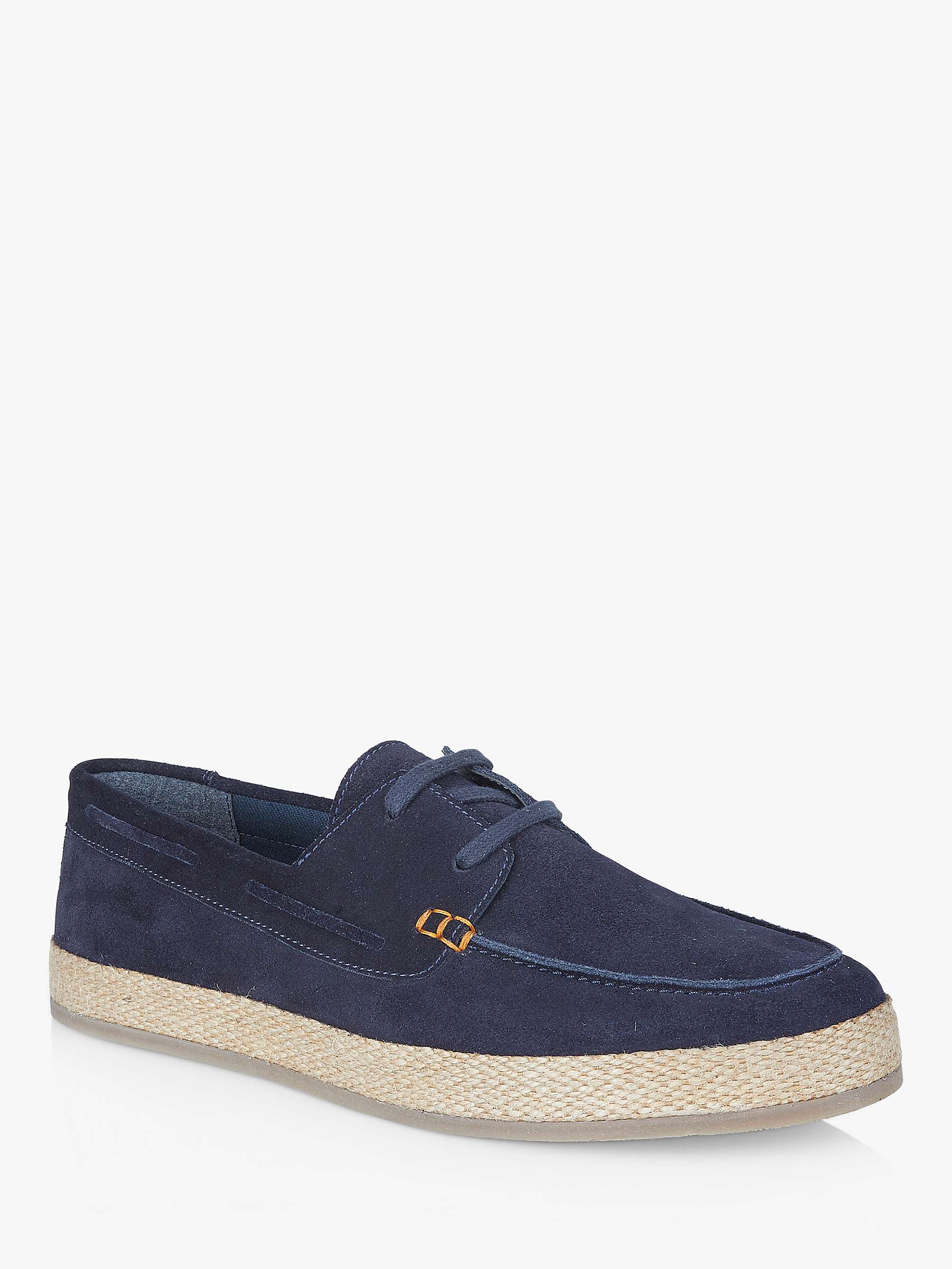 Silver Street London Northolt Suede Lace Up Moccasin Shoes, Navy at ...