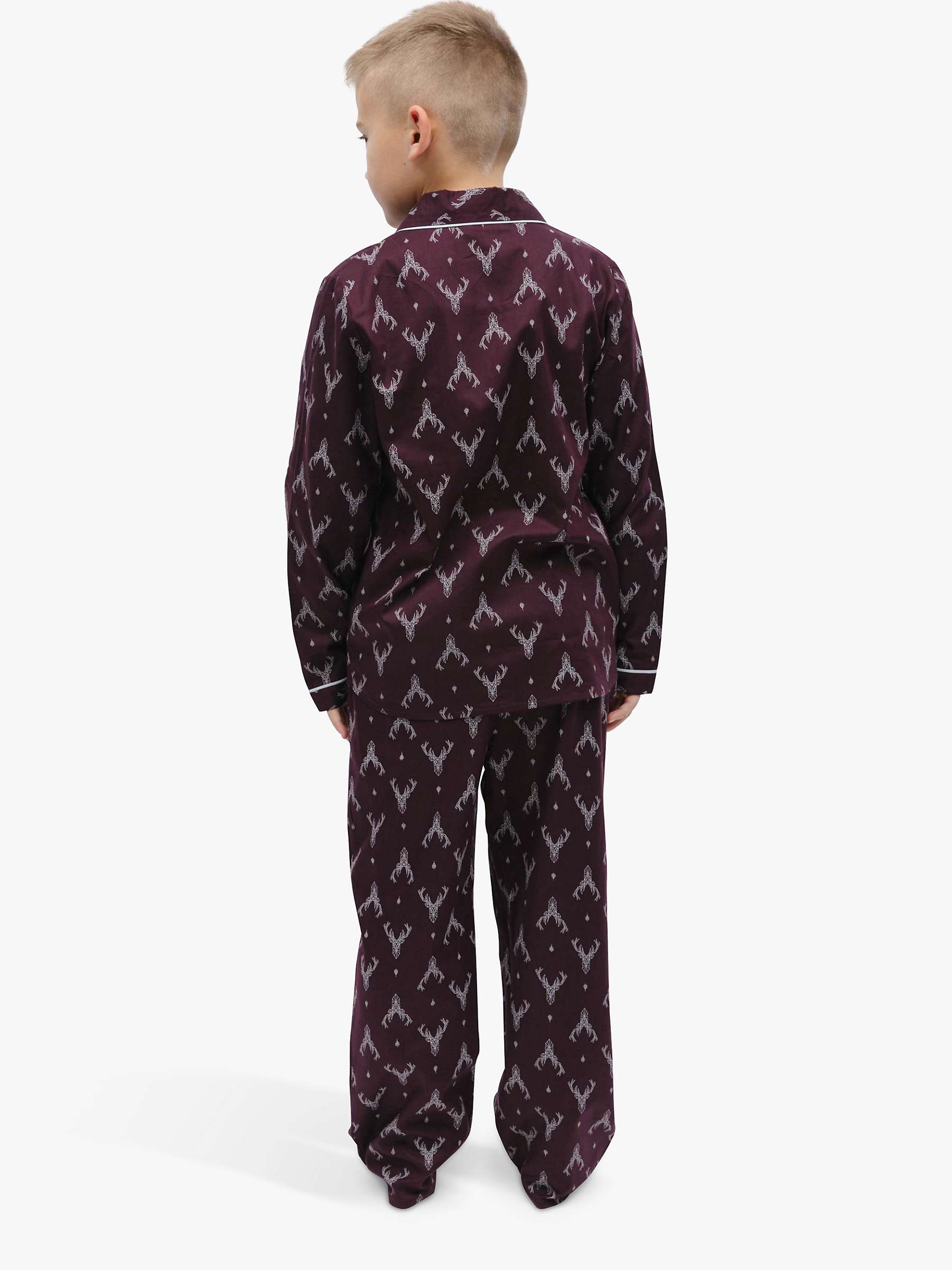 Buy Minijammies Kids' Spencer Stag Print Pyjamas, Burgundy Online at johnlewis.com