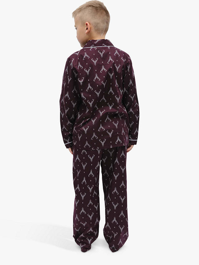 Minijammies Kids' Spencer Stag Print Pyjamas, Burgundy