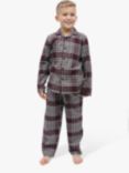 Minijammies Kids' Spencer Check Long Sleeve Pyjamas, Burgundy/Grey