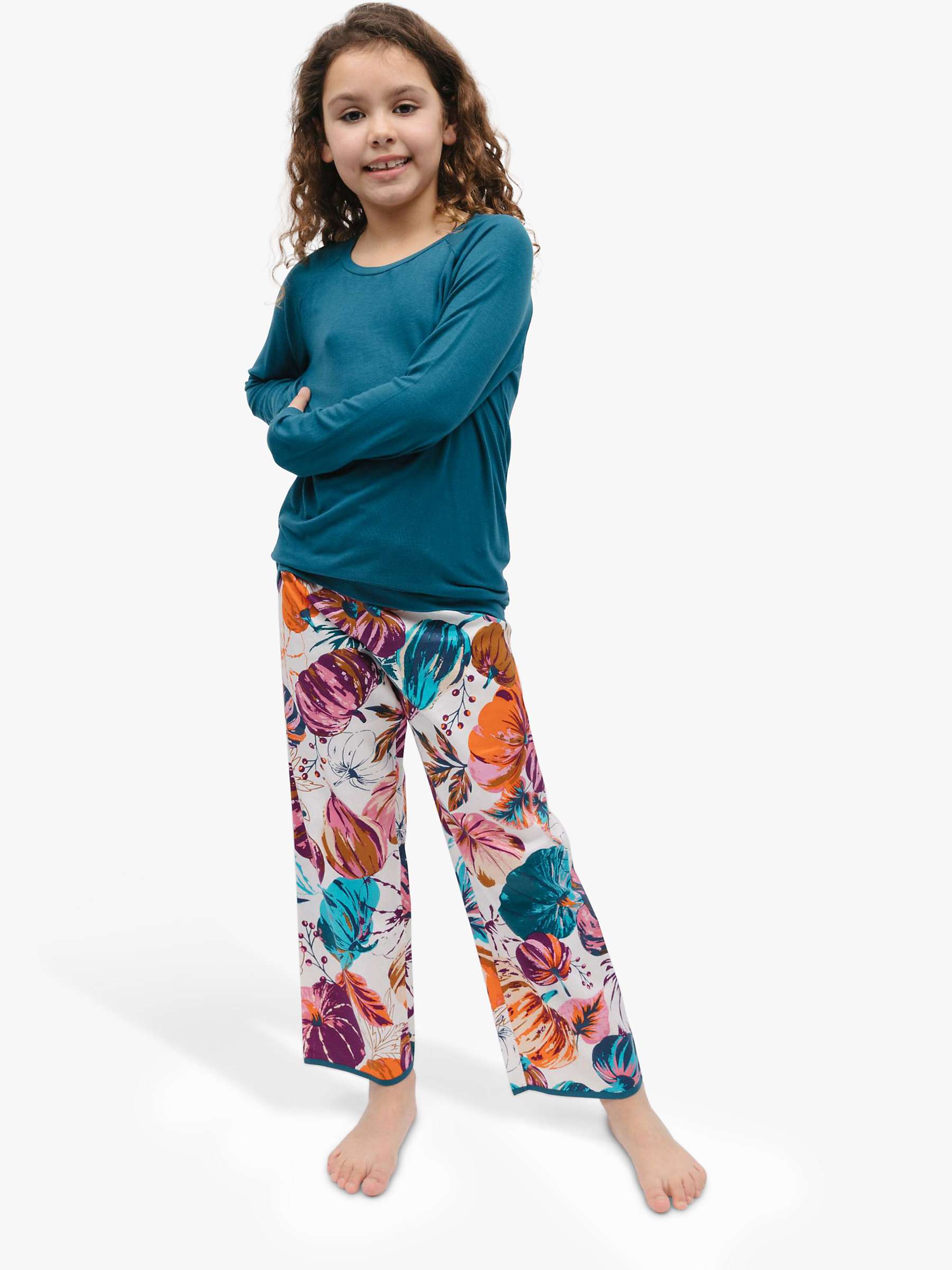 Buy Minijammies Kids' Maple Pumpkin Print Pyjamas, Teal/Multi Online at johnlewis.com