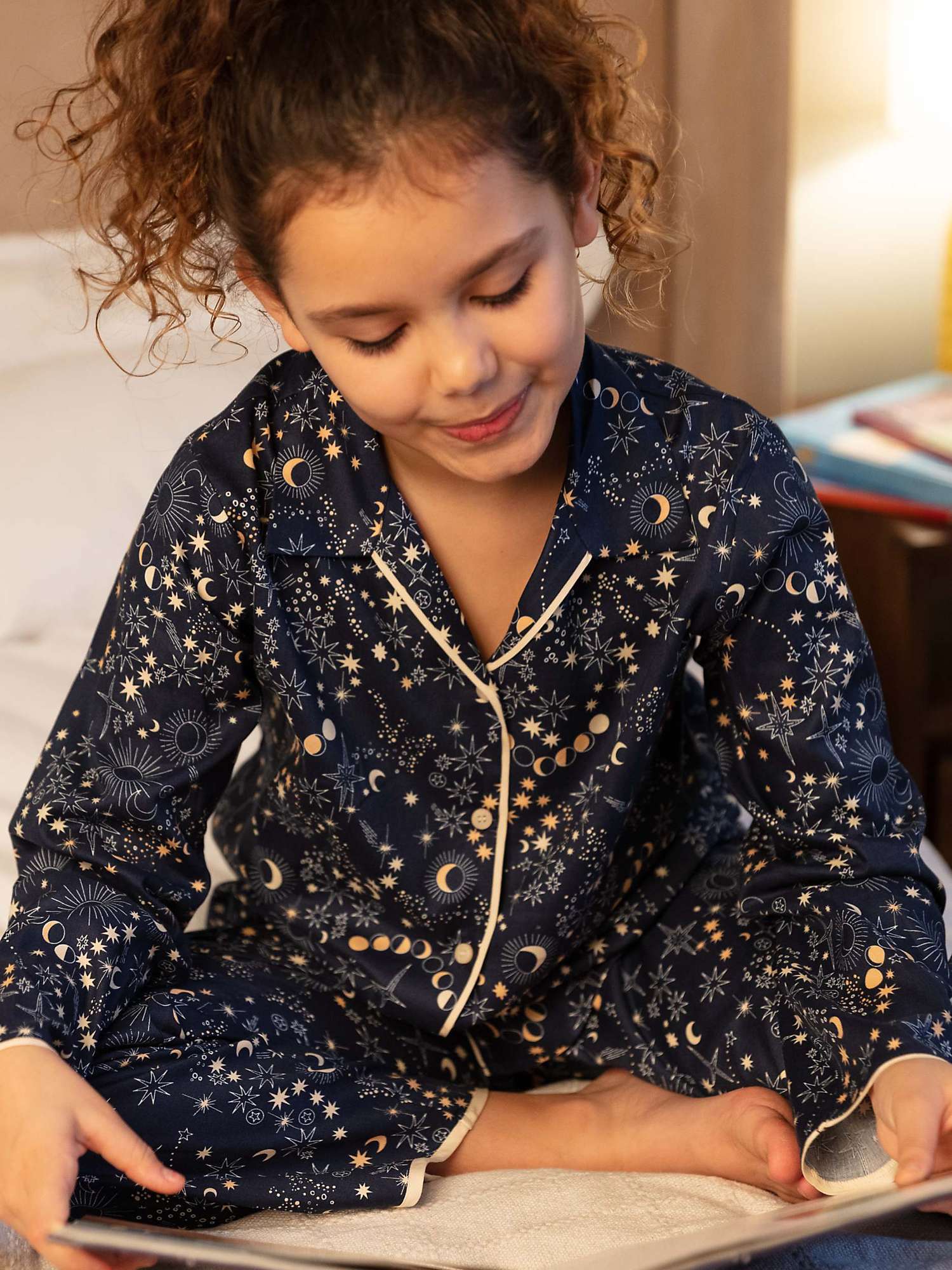 Buy Minijammies Kids' Cosmo Celestial Print Pyjamas, Navy Online at johnlewis.com