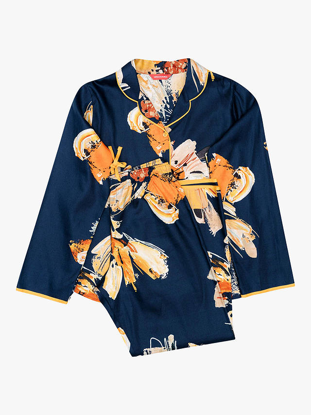 Minijammies Cosmo Floral Print Pyjamas, Navy/Orange