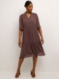 KAFFE Catalina Knee Length Chiffon Dress, Brown/Multi