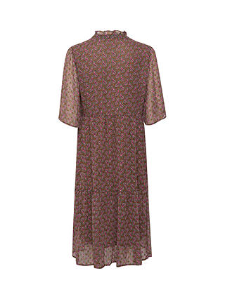 KAFFE Catalina Knee Length Chiffon Dress, Brown/Multi