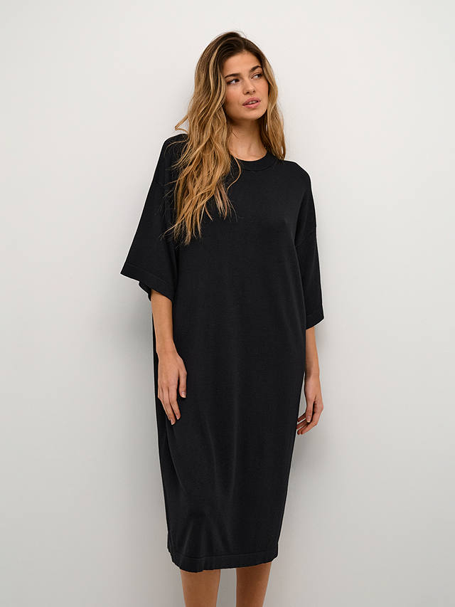 KAFFE Fenia Knitted Midi Dress, Black at John Lewis & Partners